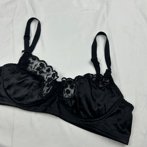 Black lace up mesh balcony vintage bra (90B)