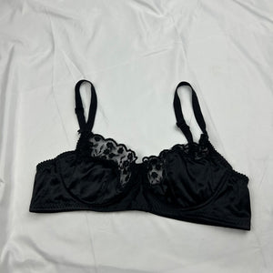 Black lace up mesh balcony vintage bra (90B)