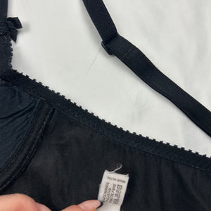Black lace up mesh balcony vintage bra (90B)