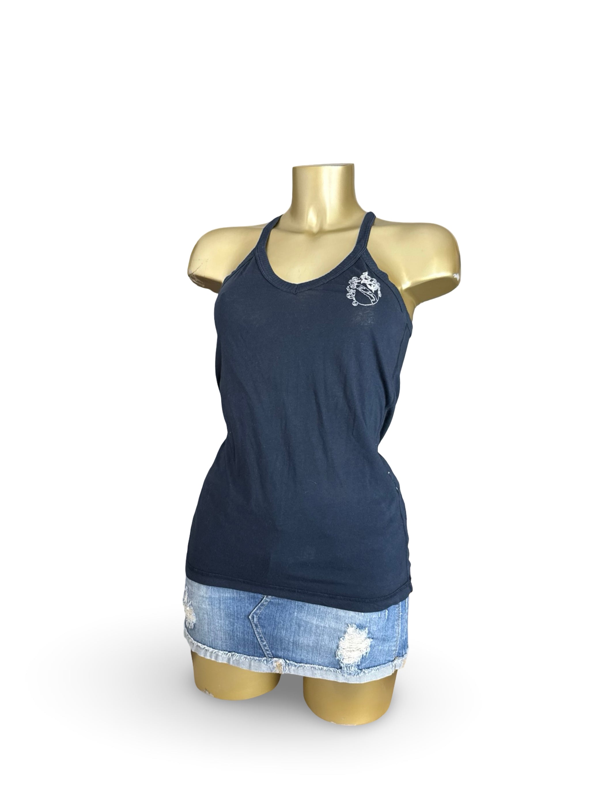 Navy 100% cotton tank top with logo (XS/S)