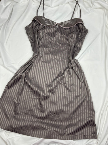 Brown silky babydoll mini dress (XL)