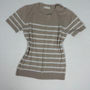 Beige striped short sleeves jumper (M)