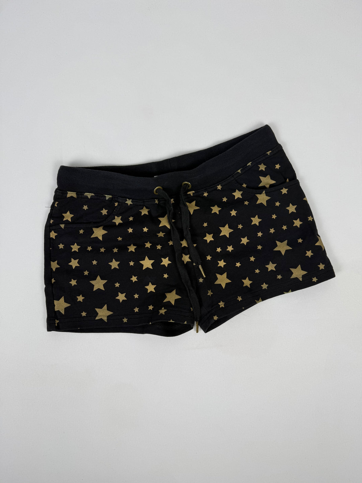 Black cotton stars print low rise mini short (S)