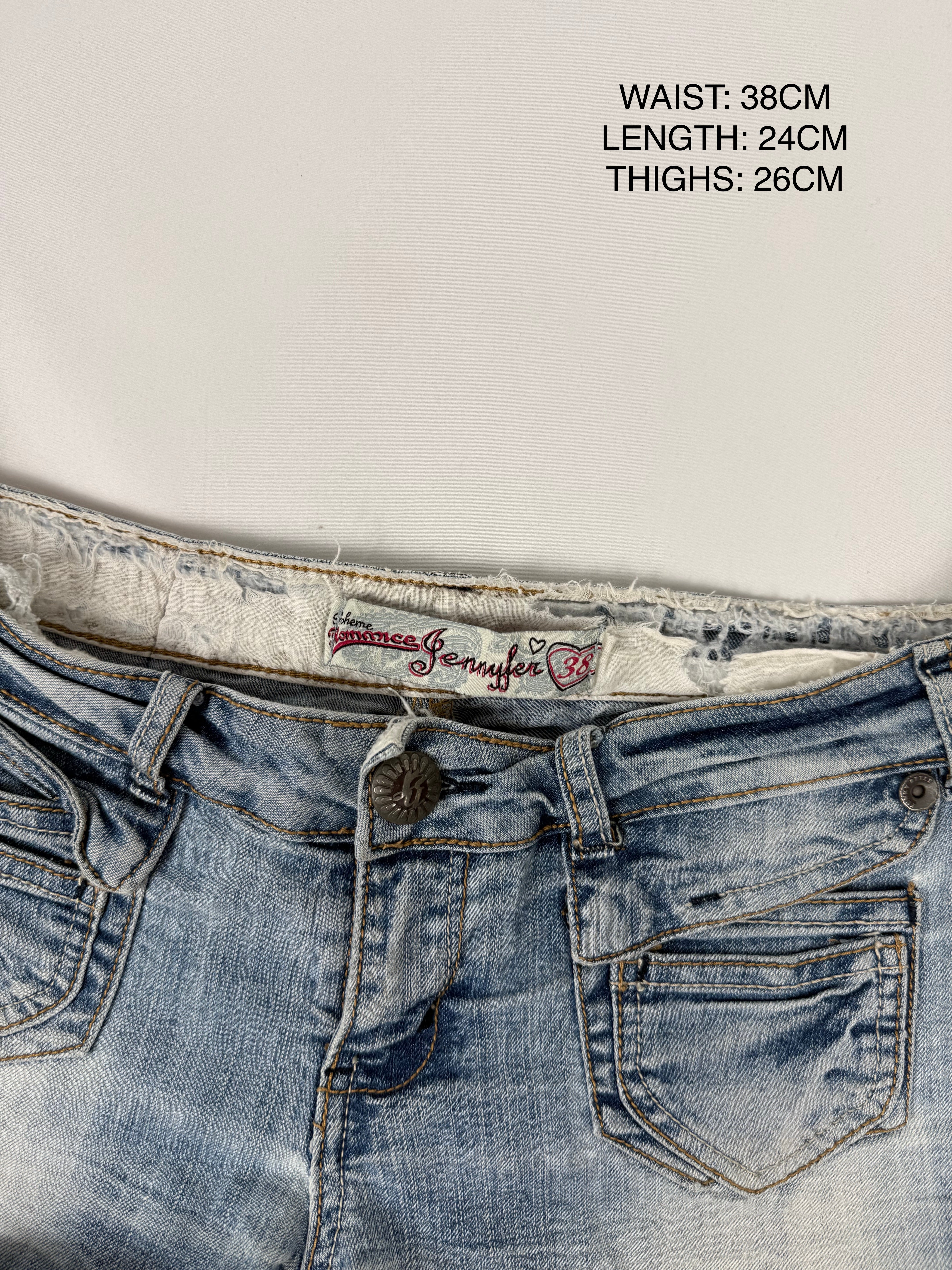 Blue denim low rise mini short (M)