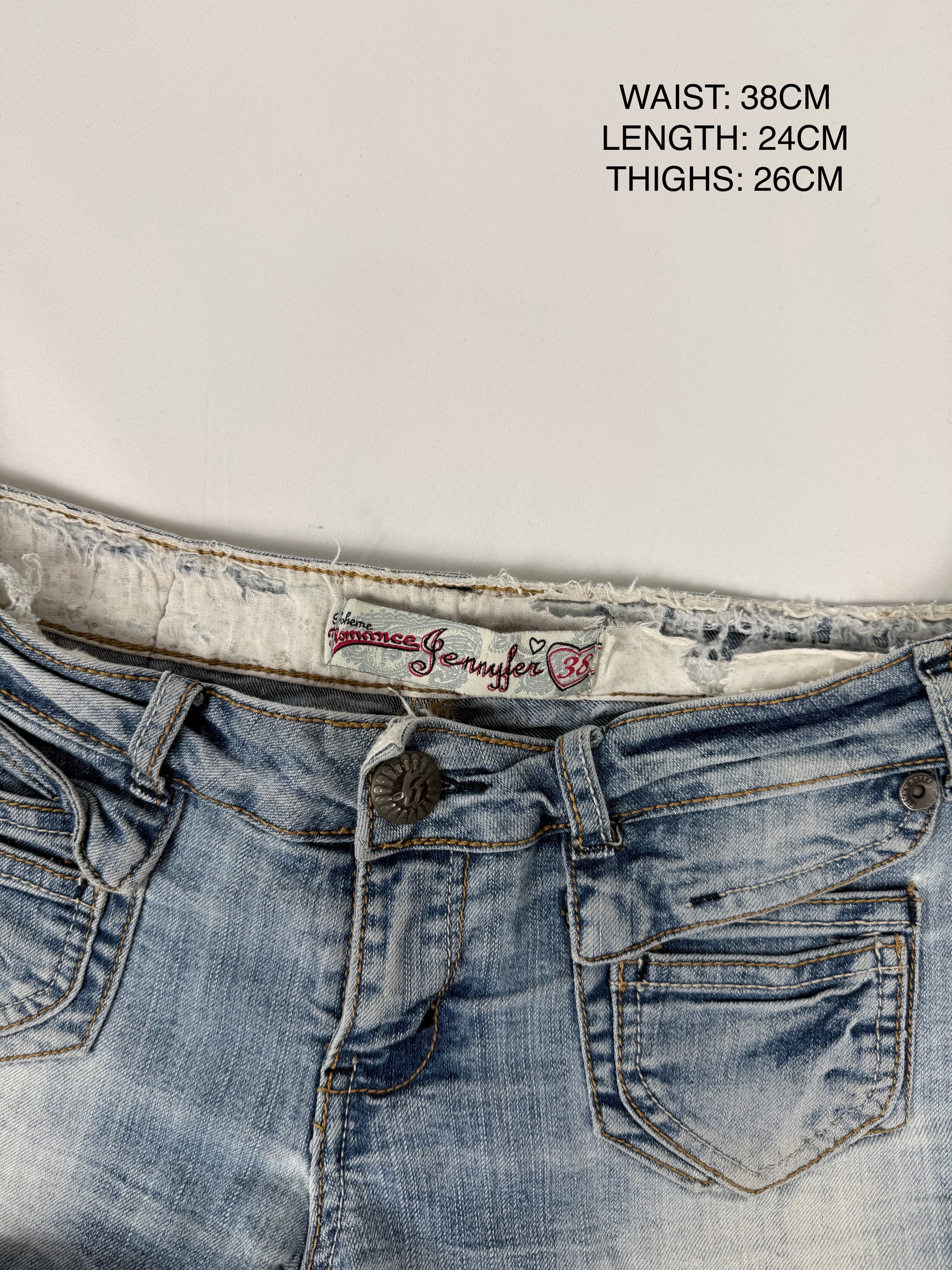 Blue denim low rise mini short (M)