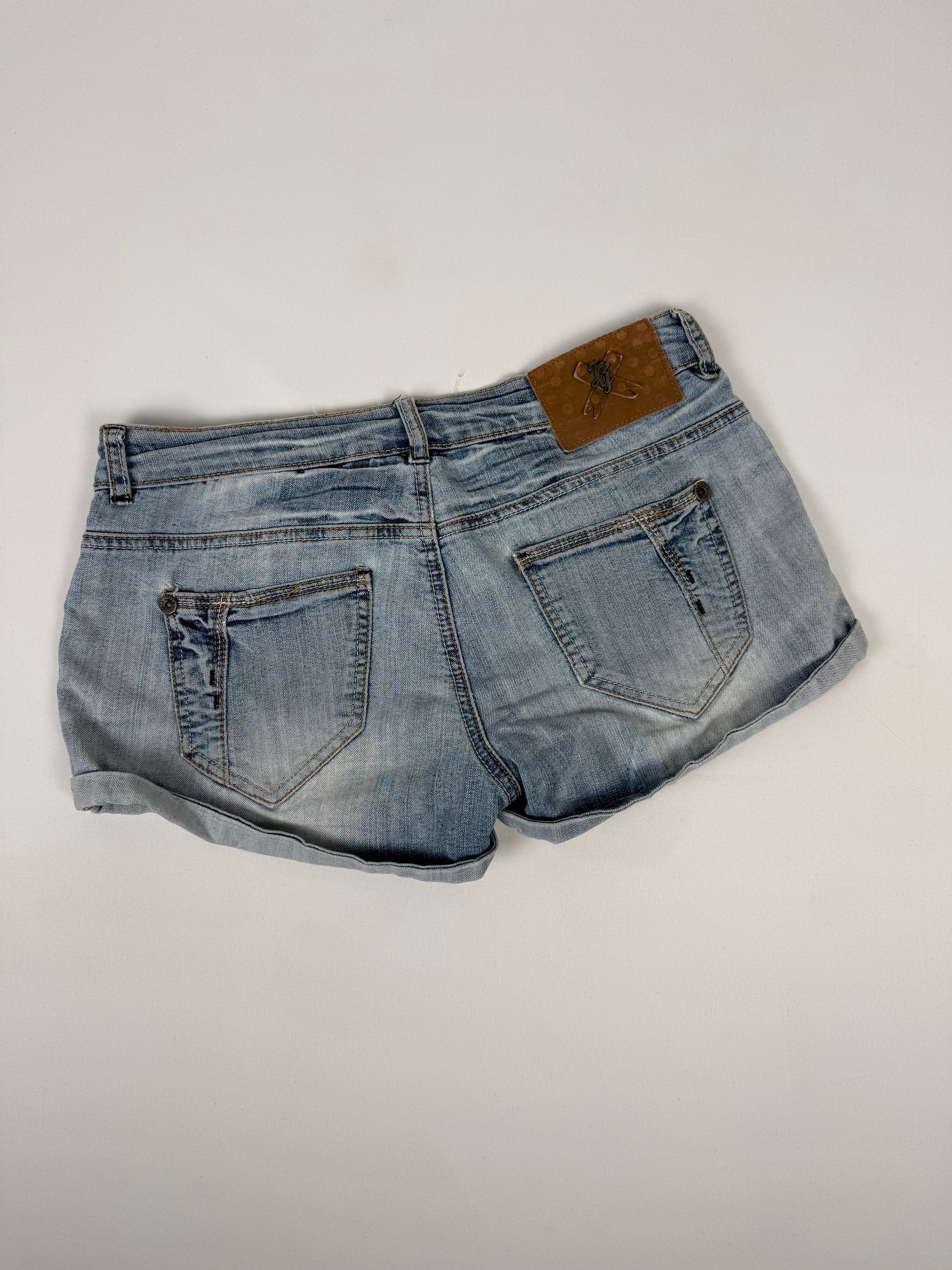 Blue denim low rise mini short (M)