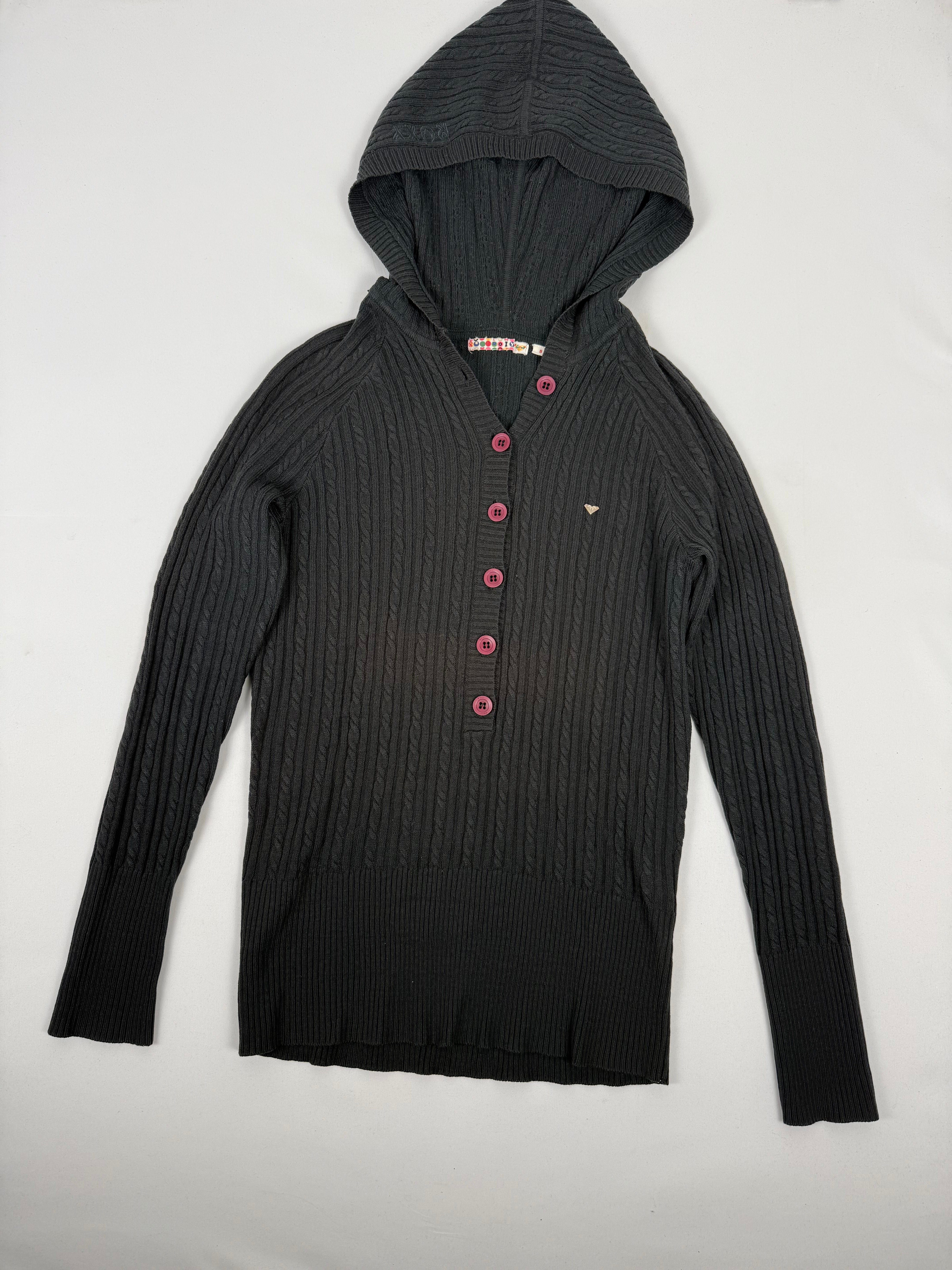 Brown cotton hooded jumper (S)