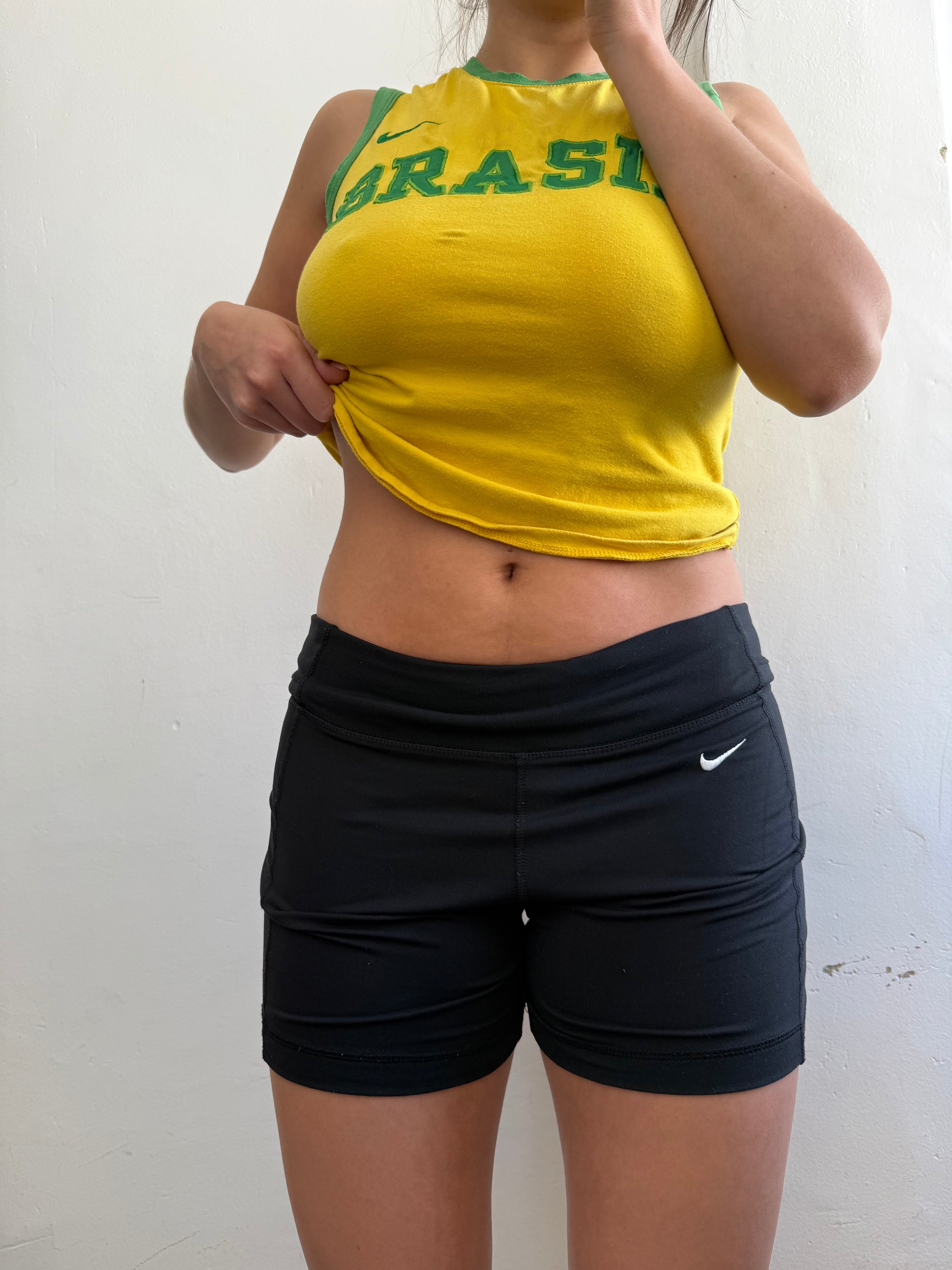 Black activewear low rise mini short (S)