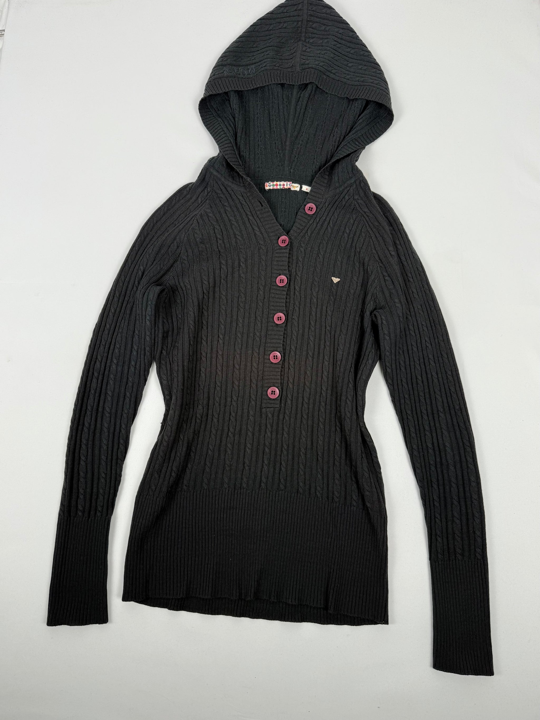 Brown cotton hooded jumper (S)