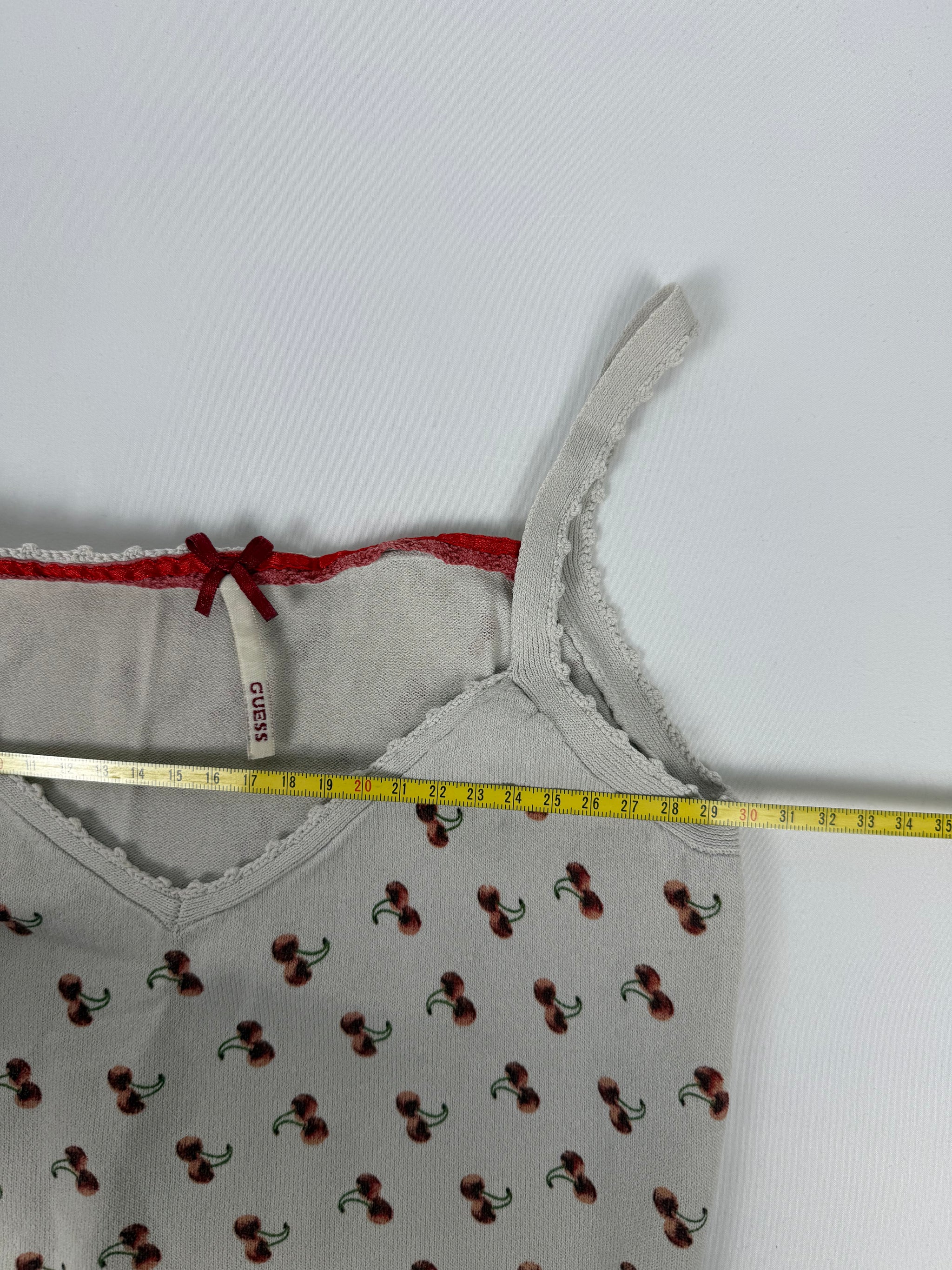 White cherry print cotton top (S)