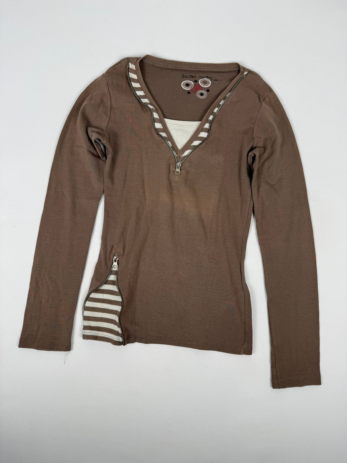 Brown zip up long sleeves top (M)