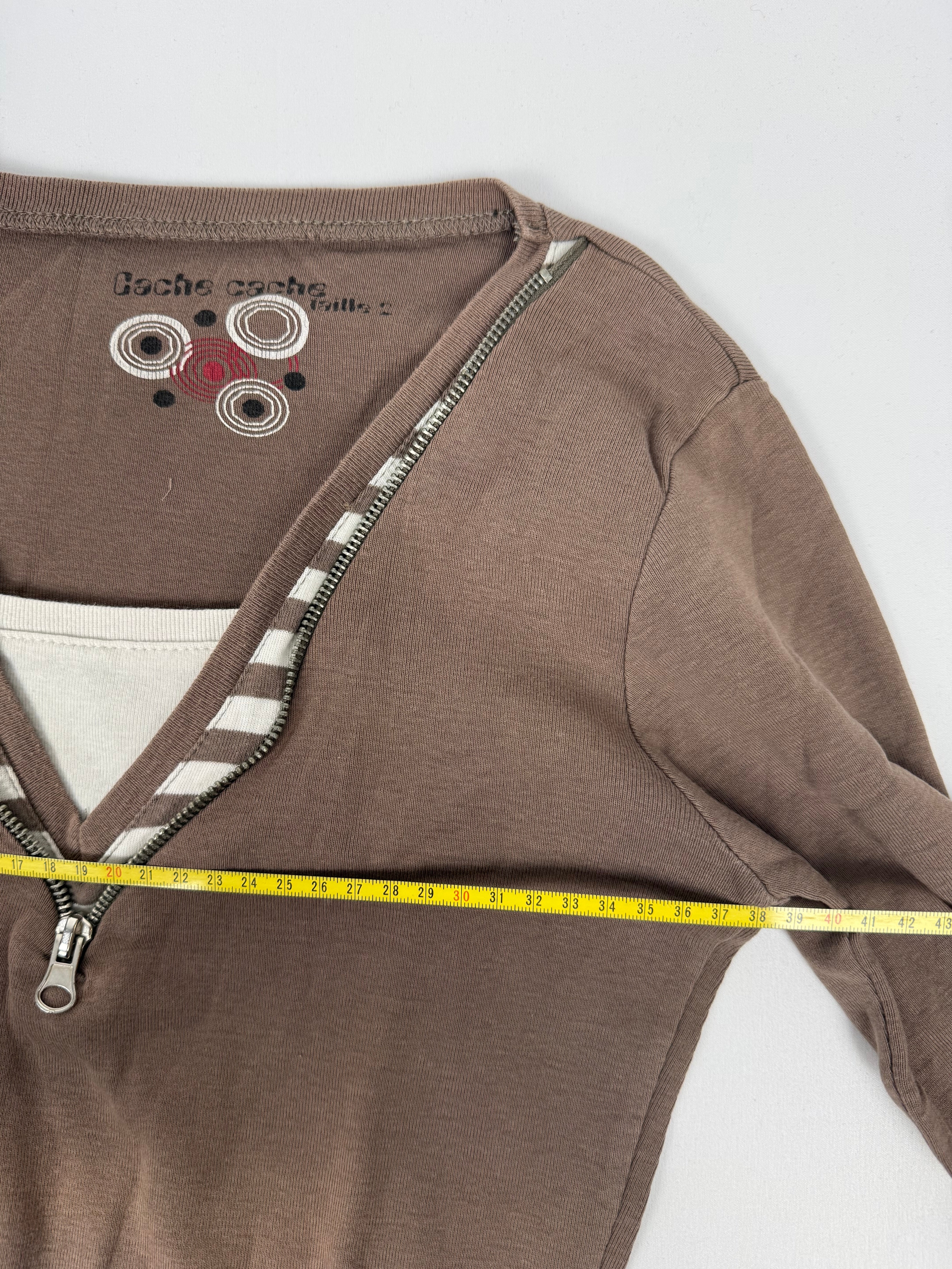 Brown zip up long sleeves top (M)