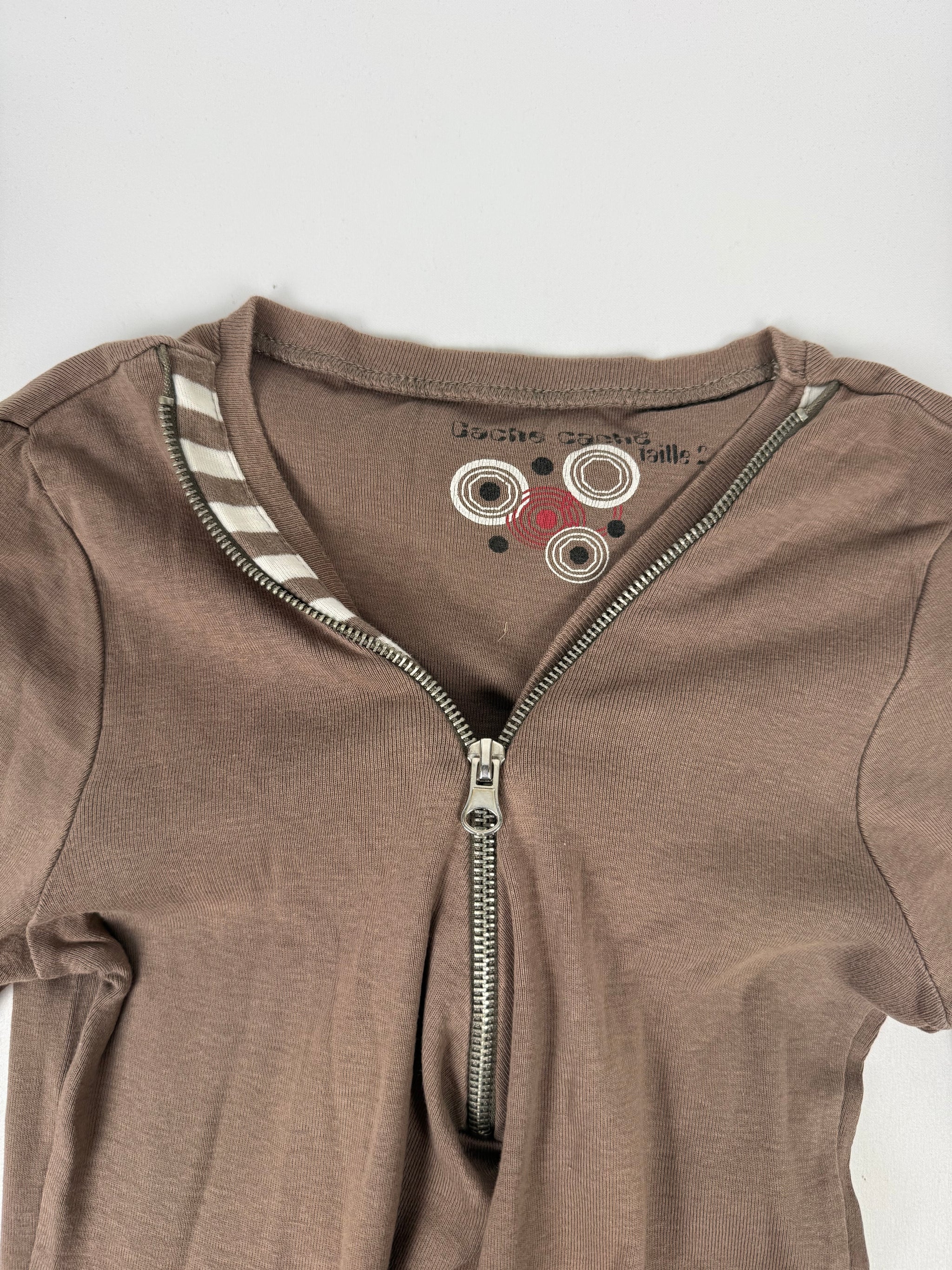 Brown zip up long sleeves top (M)