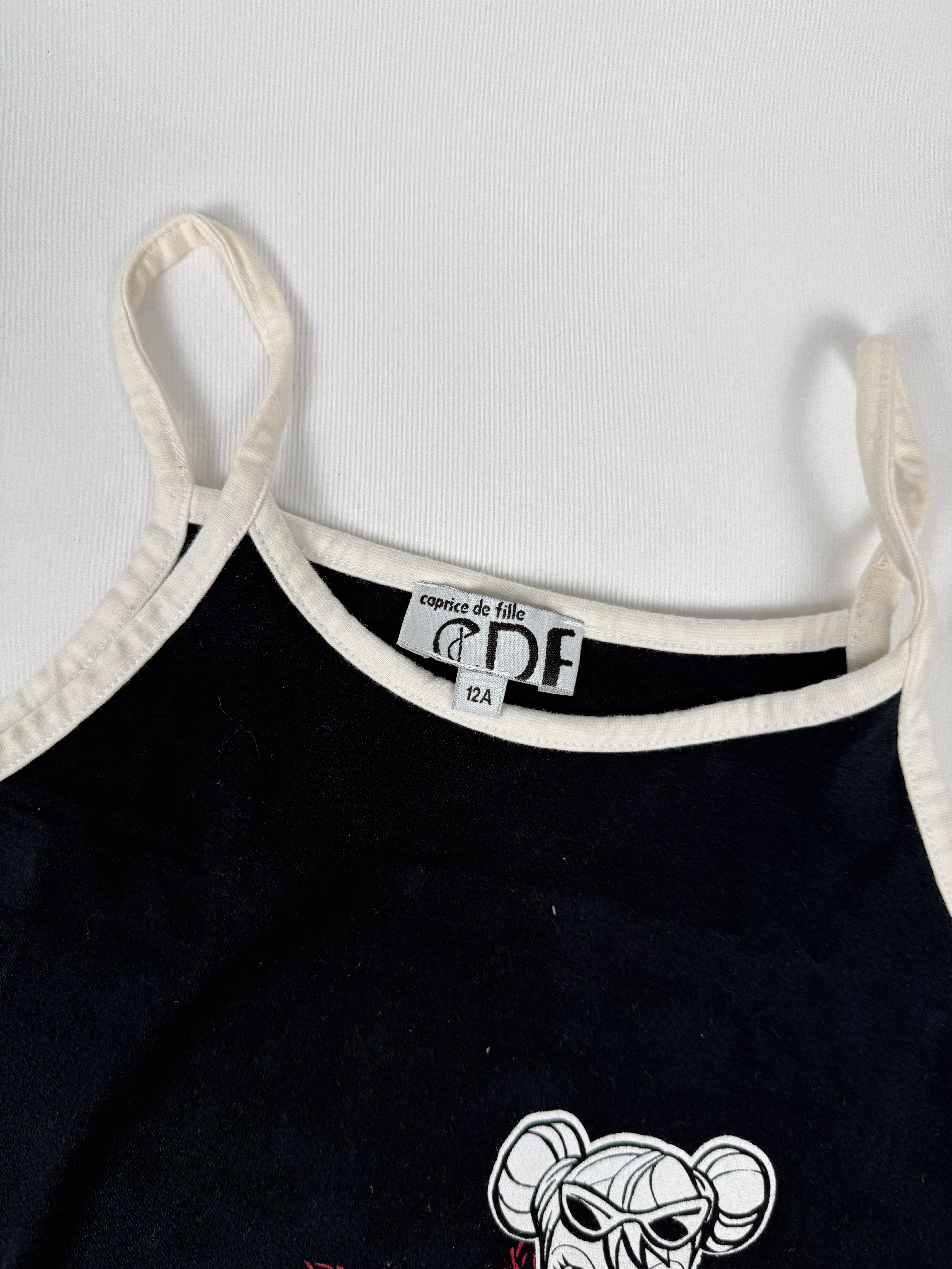Black graphic activewear top (S)
