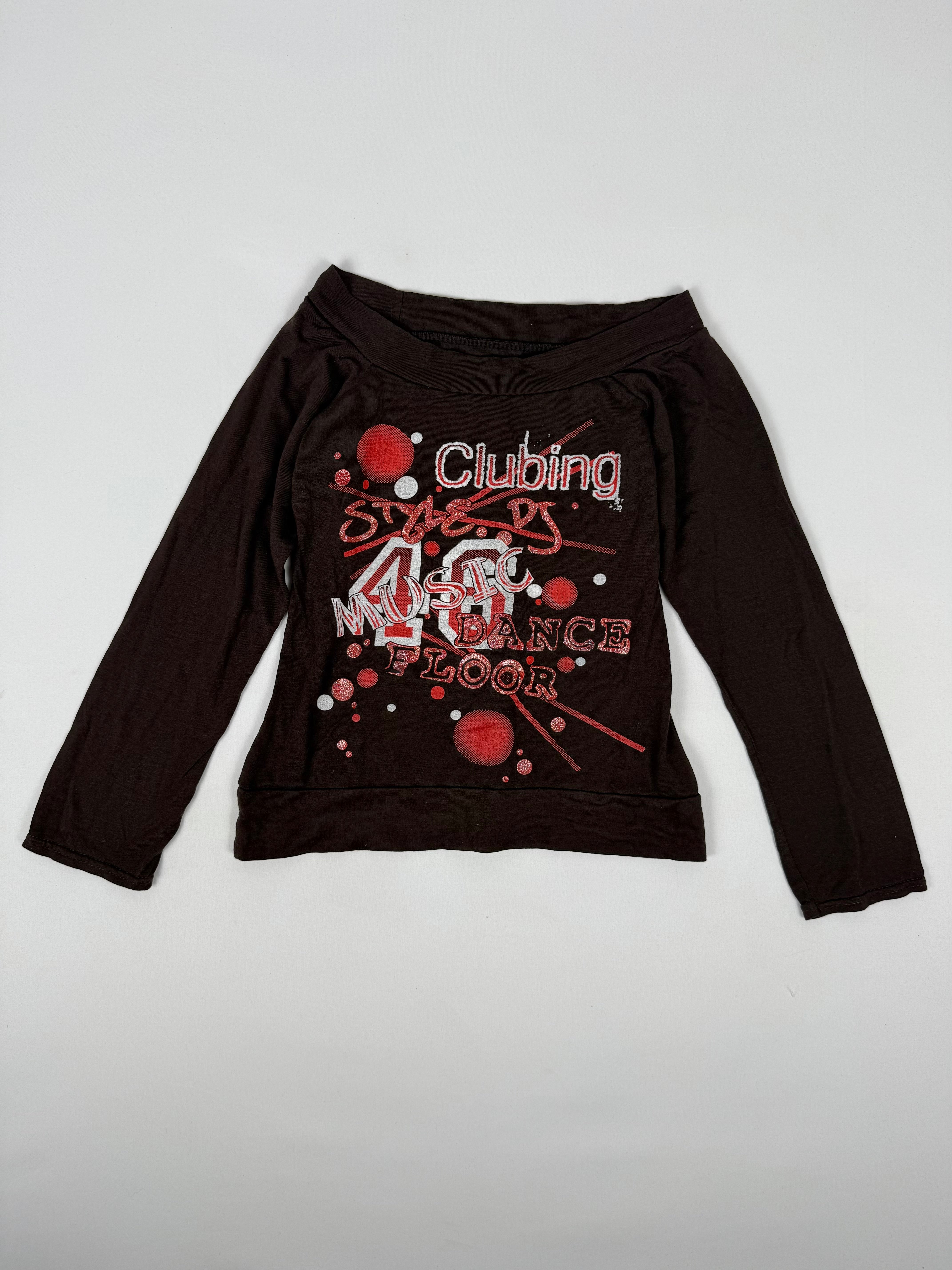 Brown graphic long sleeves top (XS)