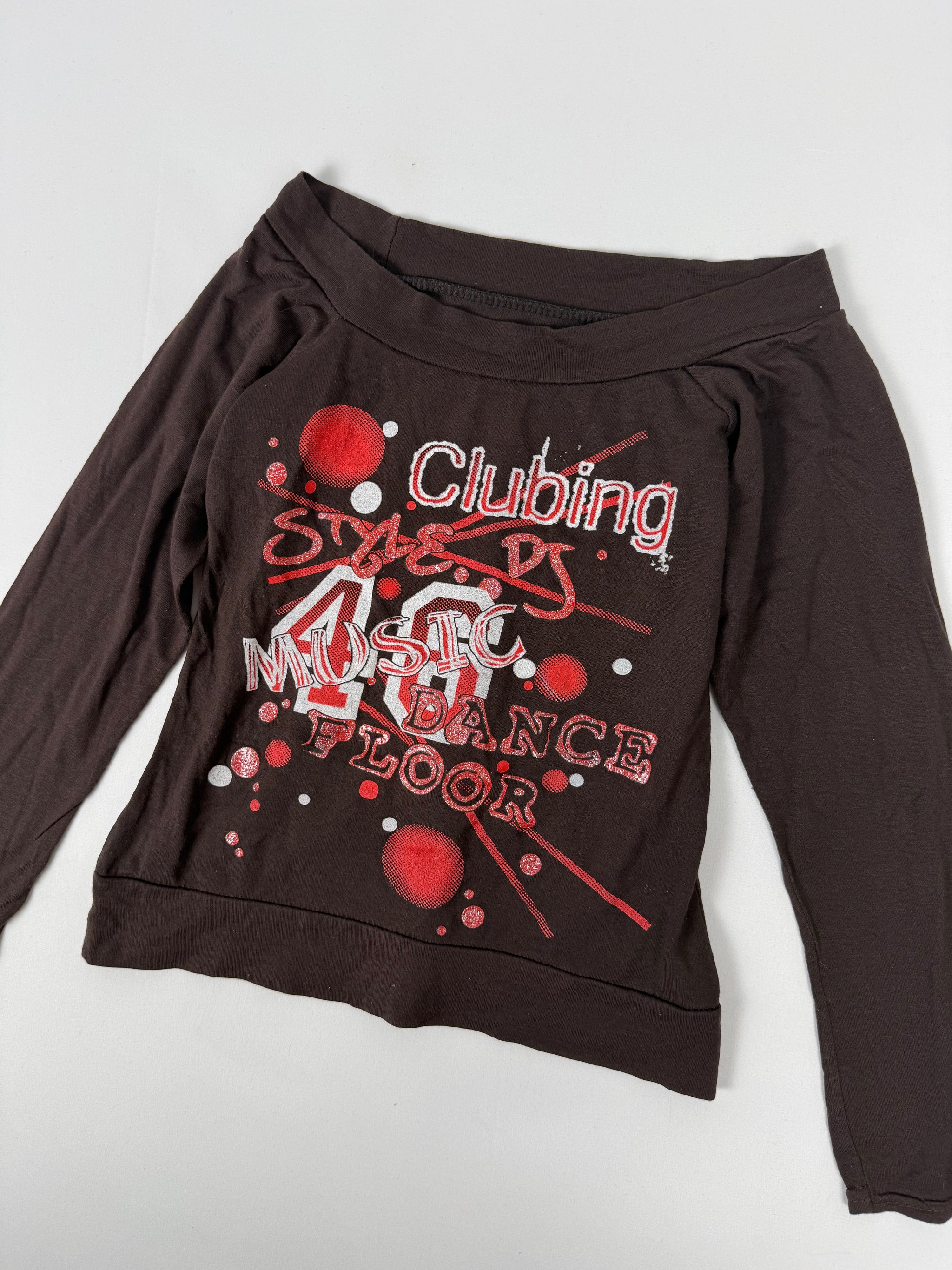 Brown graphic long sleeves top (XS)