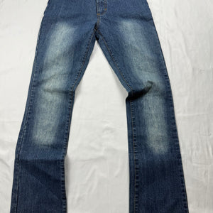 Navy blue denim low waist flared pants (XS)