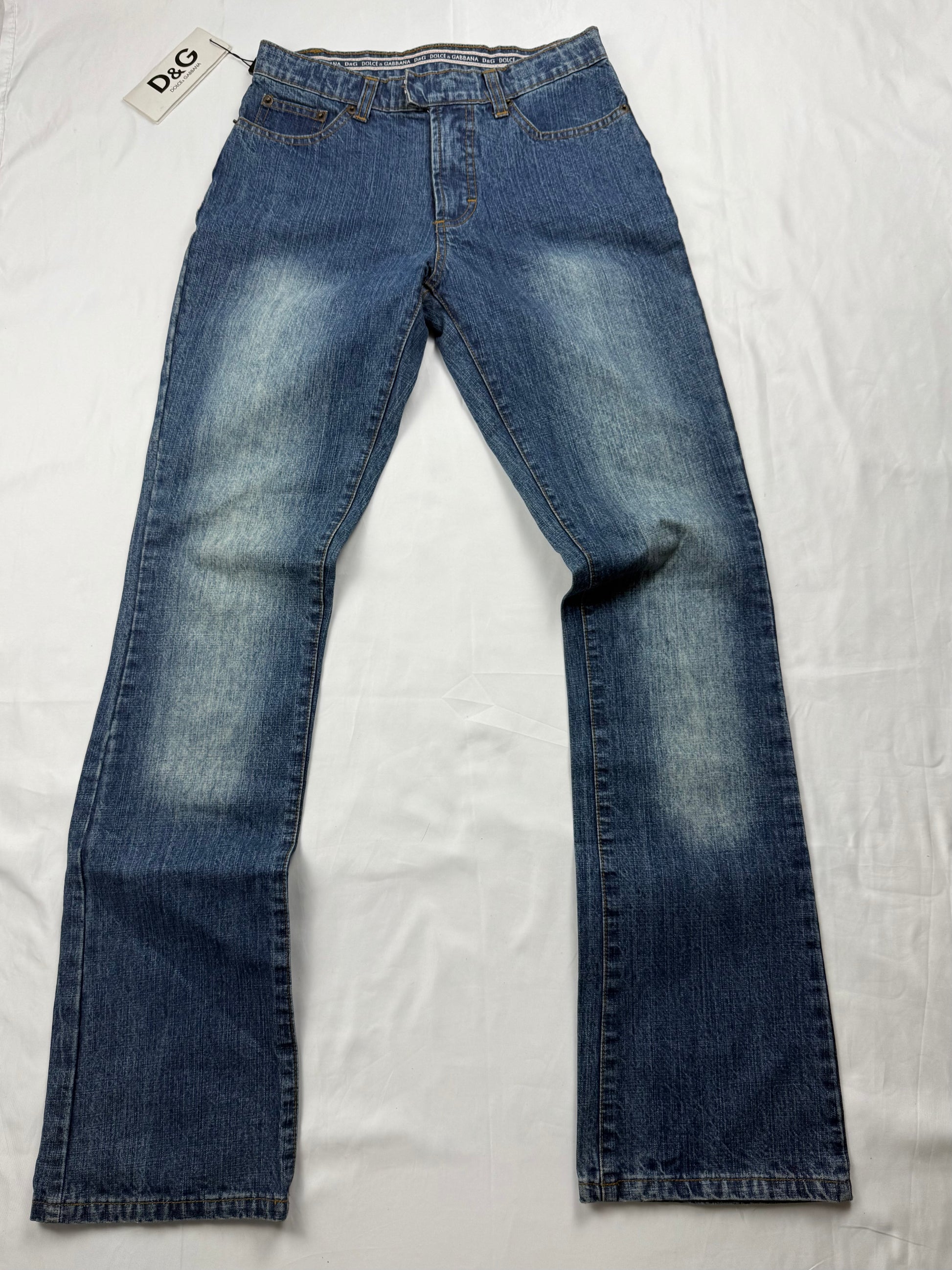 Navy blue denim low waist flared pants (XS)