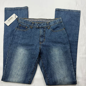 Navy blue denim low waist flared pants (XS)