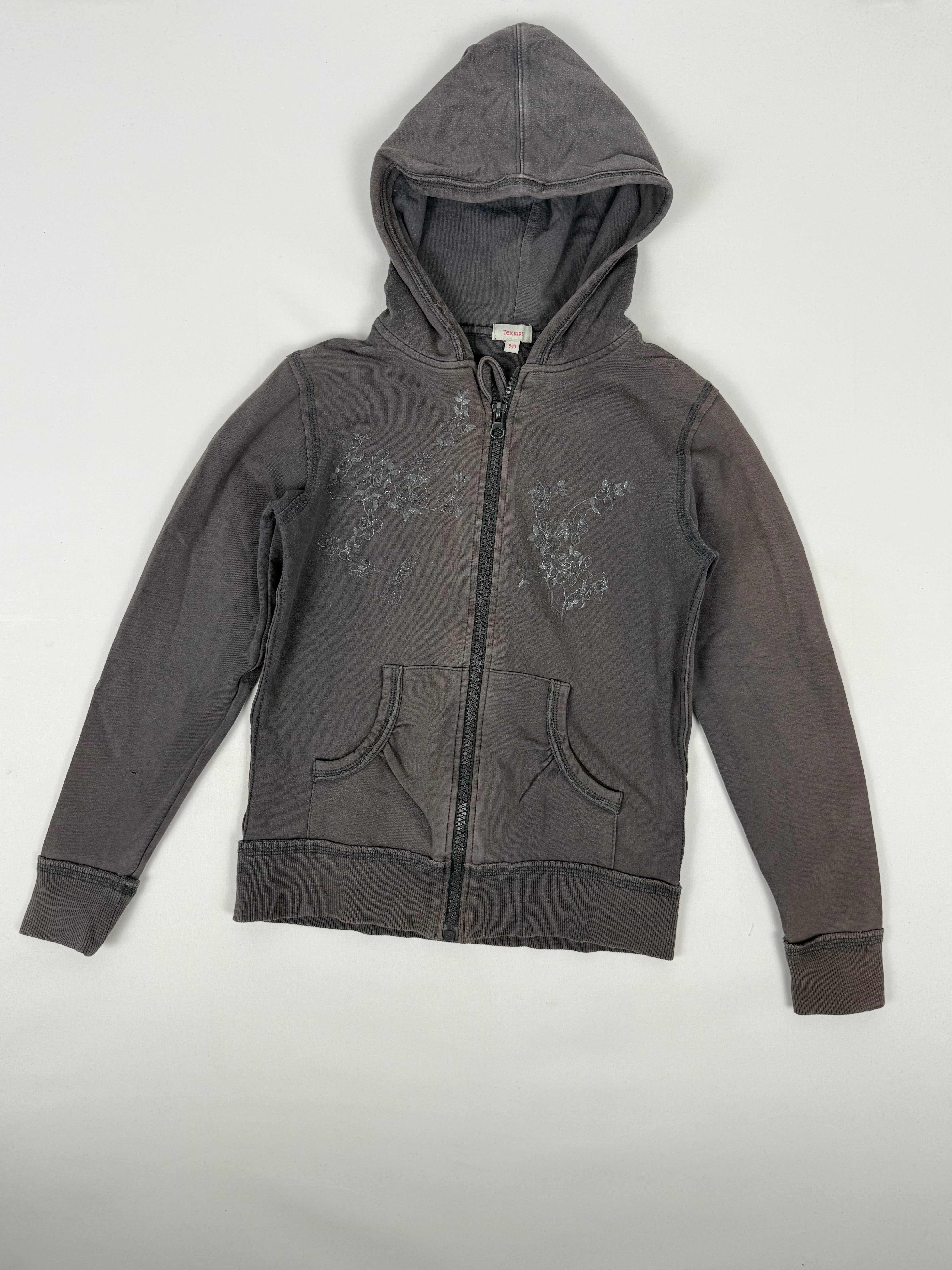 Grey zip up cotton hoodie (XS)