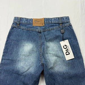 Navy blue denim low waist flared pants (XS)