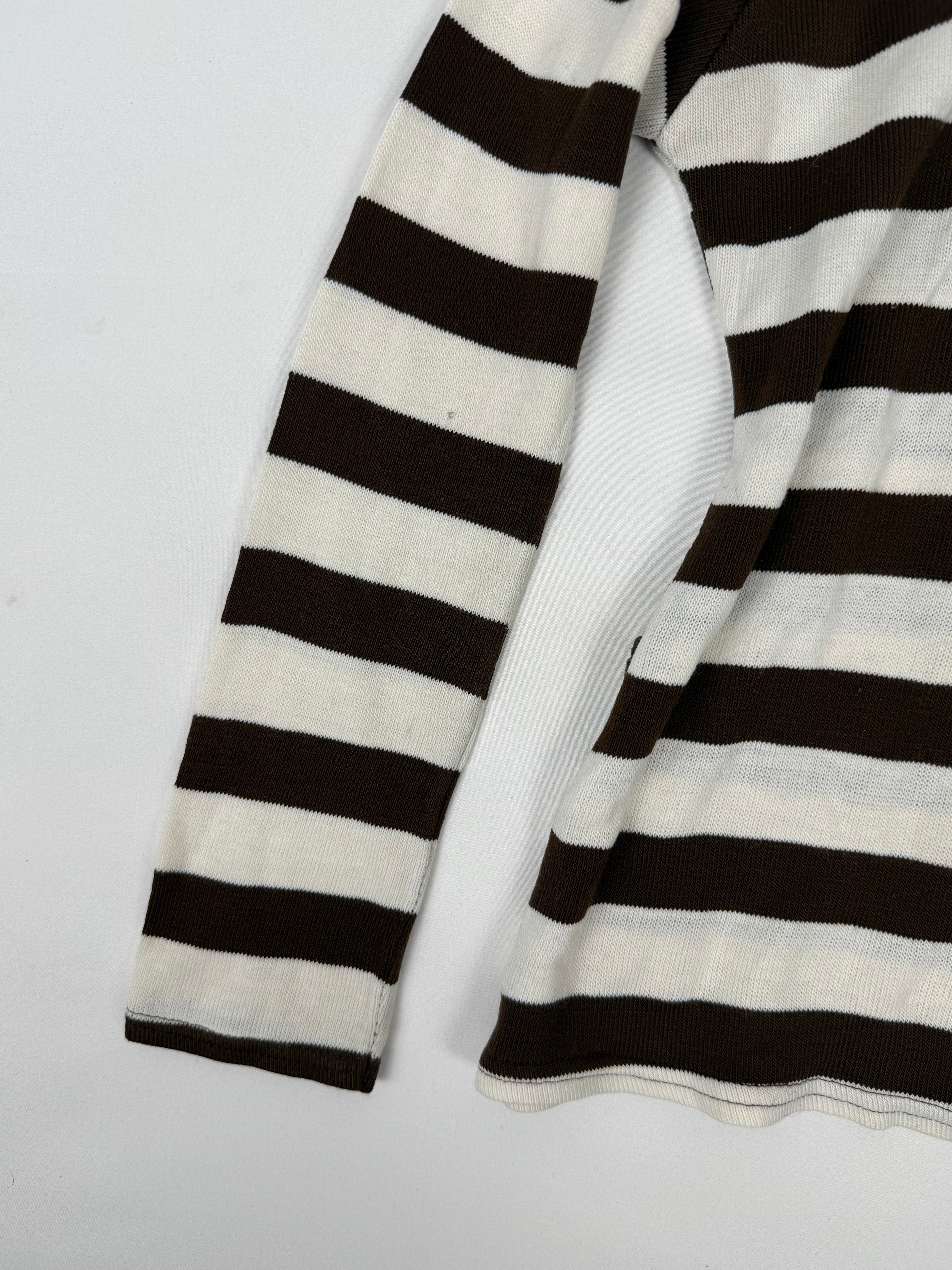 Brown striped hooded long sleeves top (S)