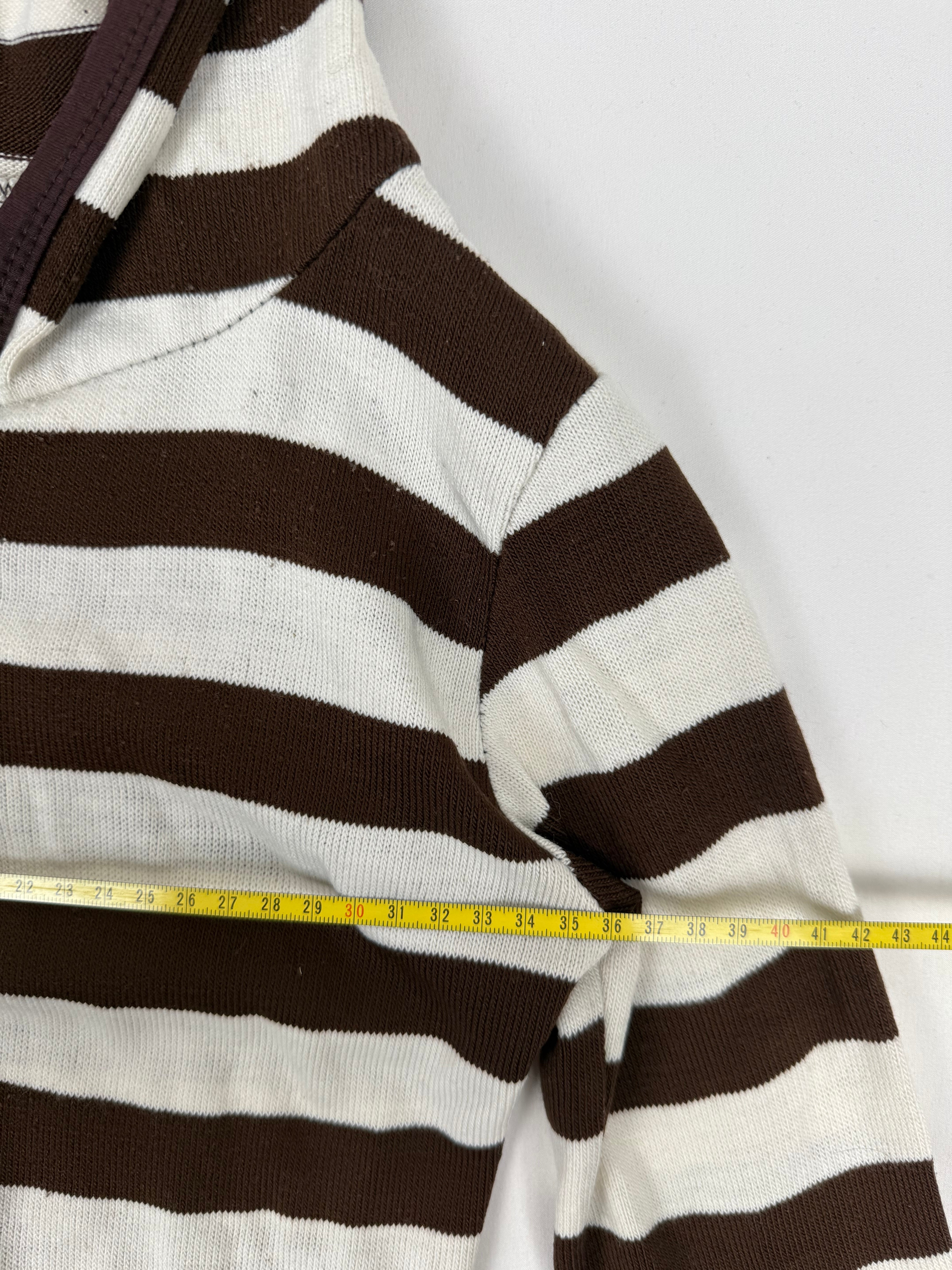 Brown striped hooded long sleeves top (S)