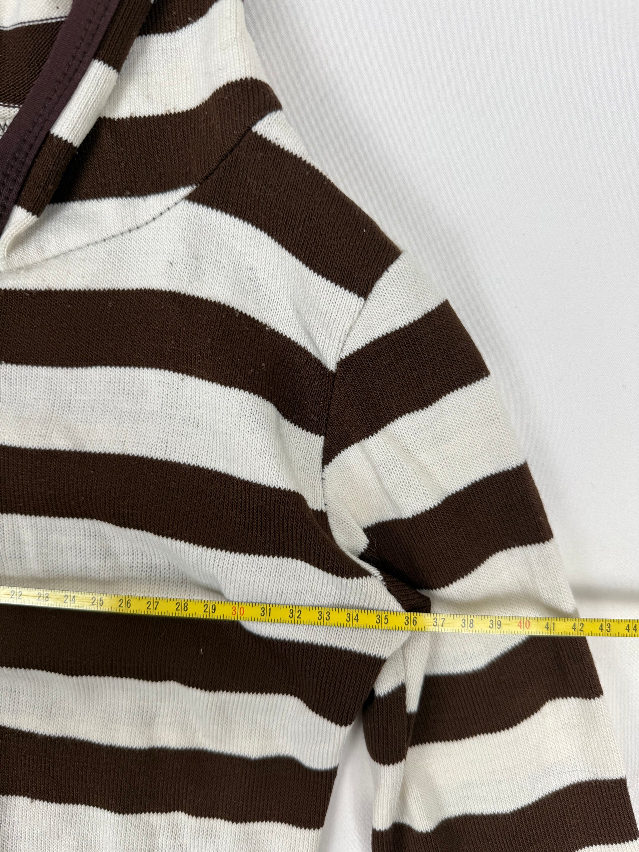 Brown striped hooded long sleeves top (S)