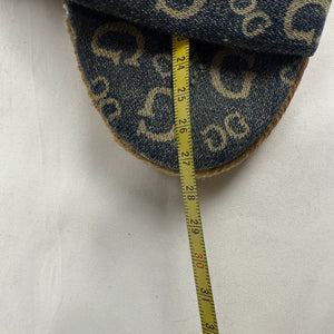 Blue monogram tie up wedge heels (41)