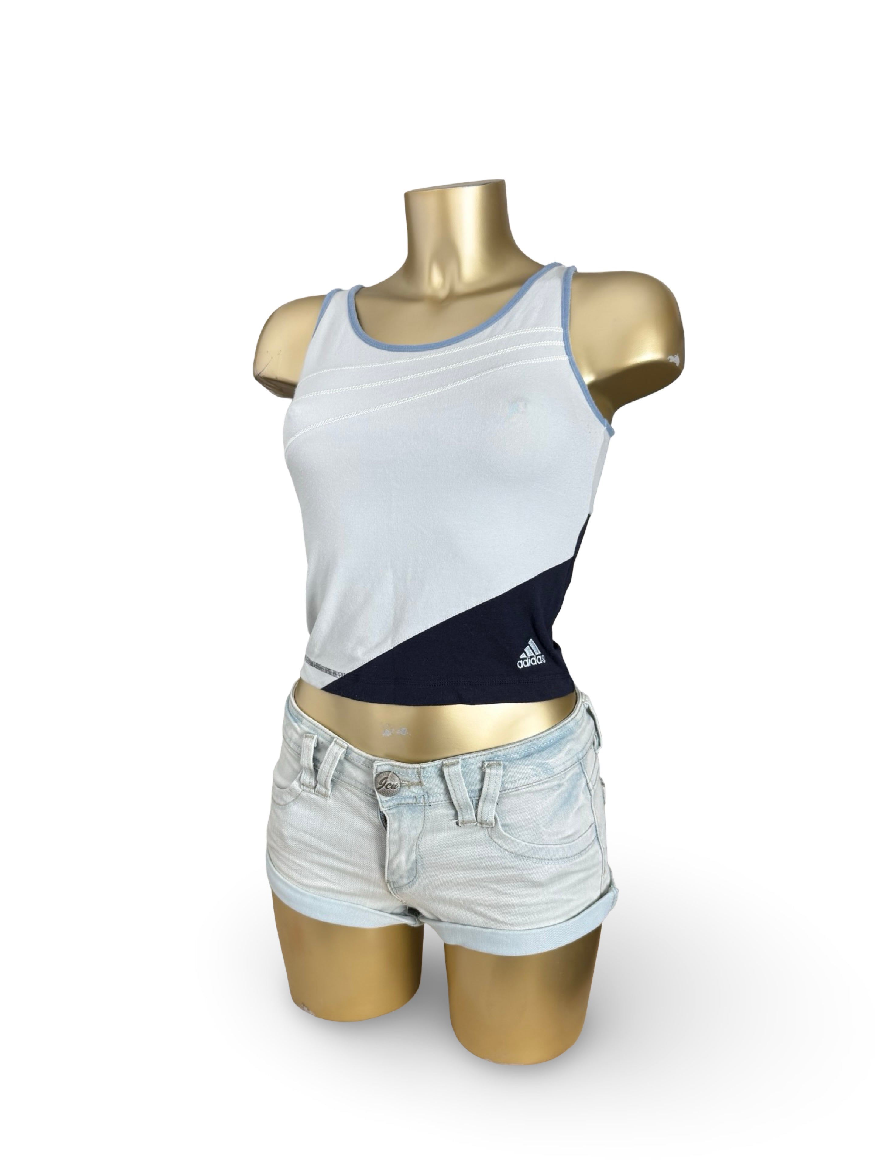 Blue stretch capri pants + top set (S)