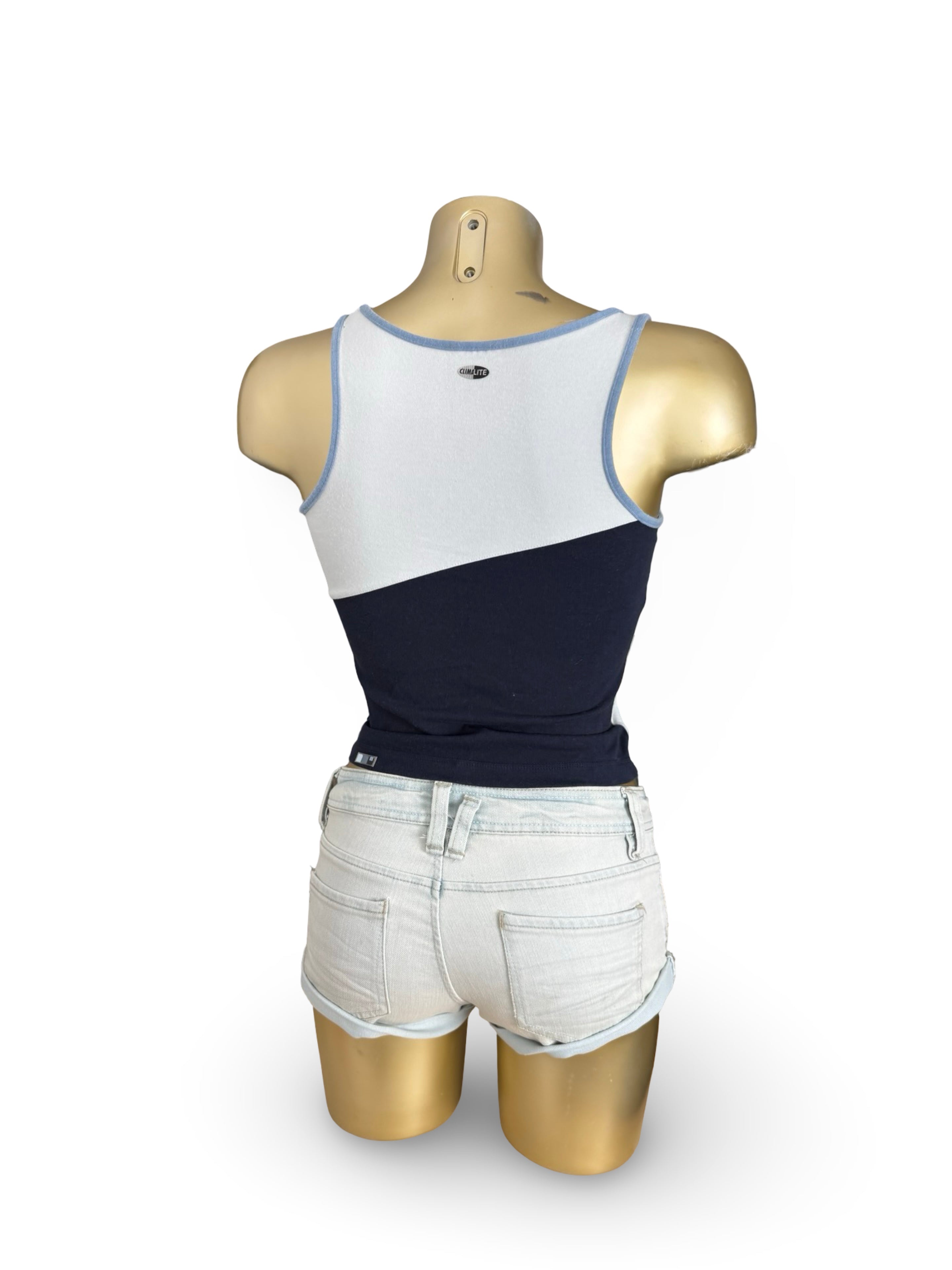 Blue stretch capri pants + top set (S)