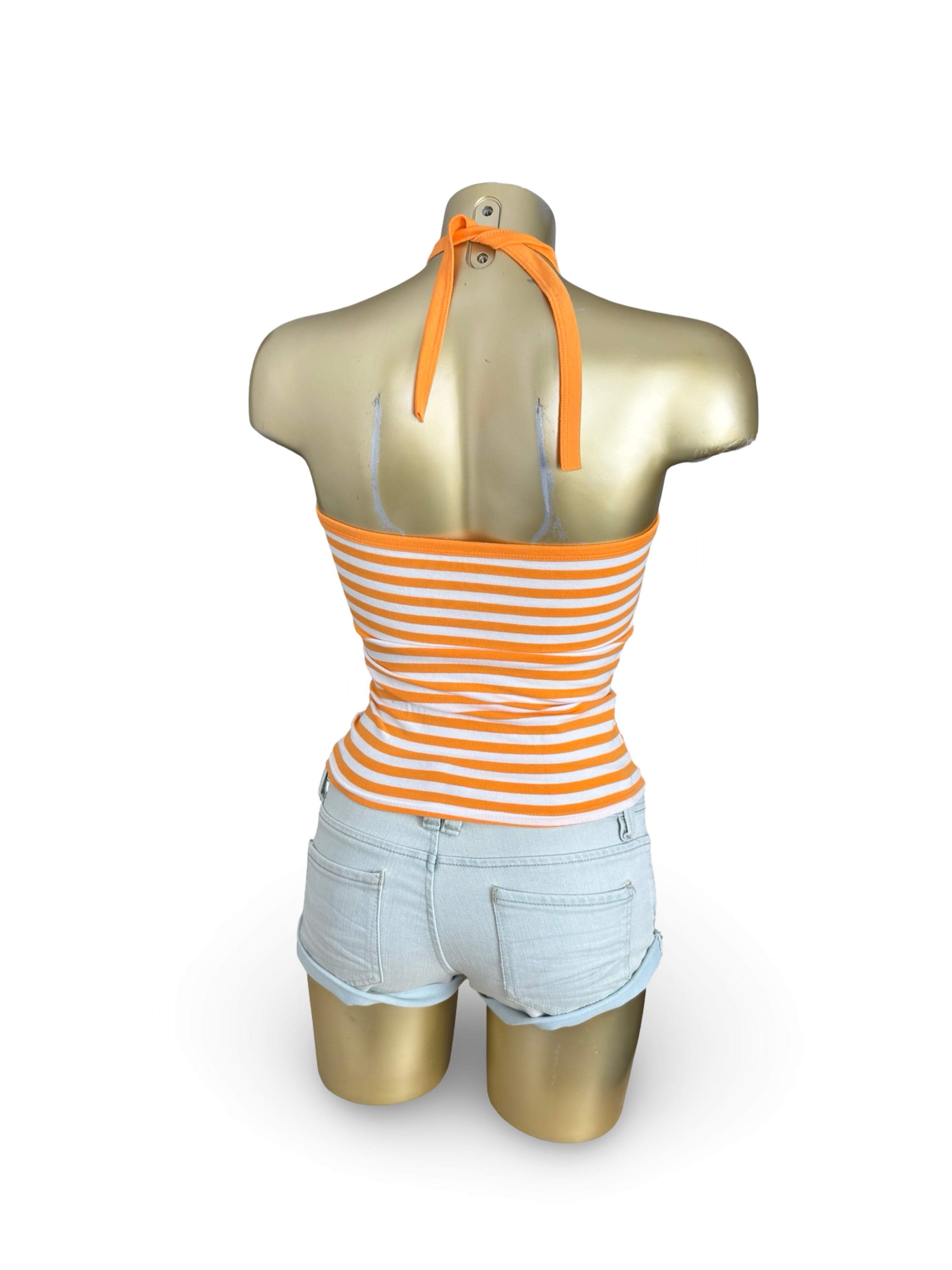 Orange striped cotton top (S)