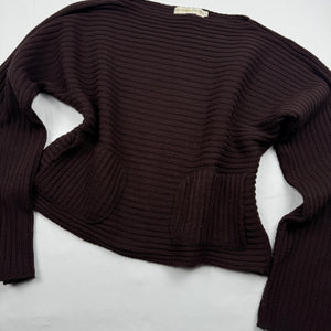 Brown ribbed jumper with pockets (XL)