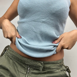 Baby blue ribbed stretchy tank top (M)