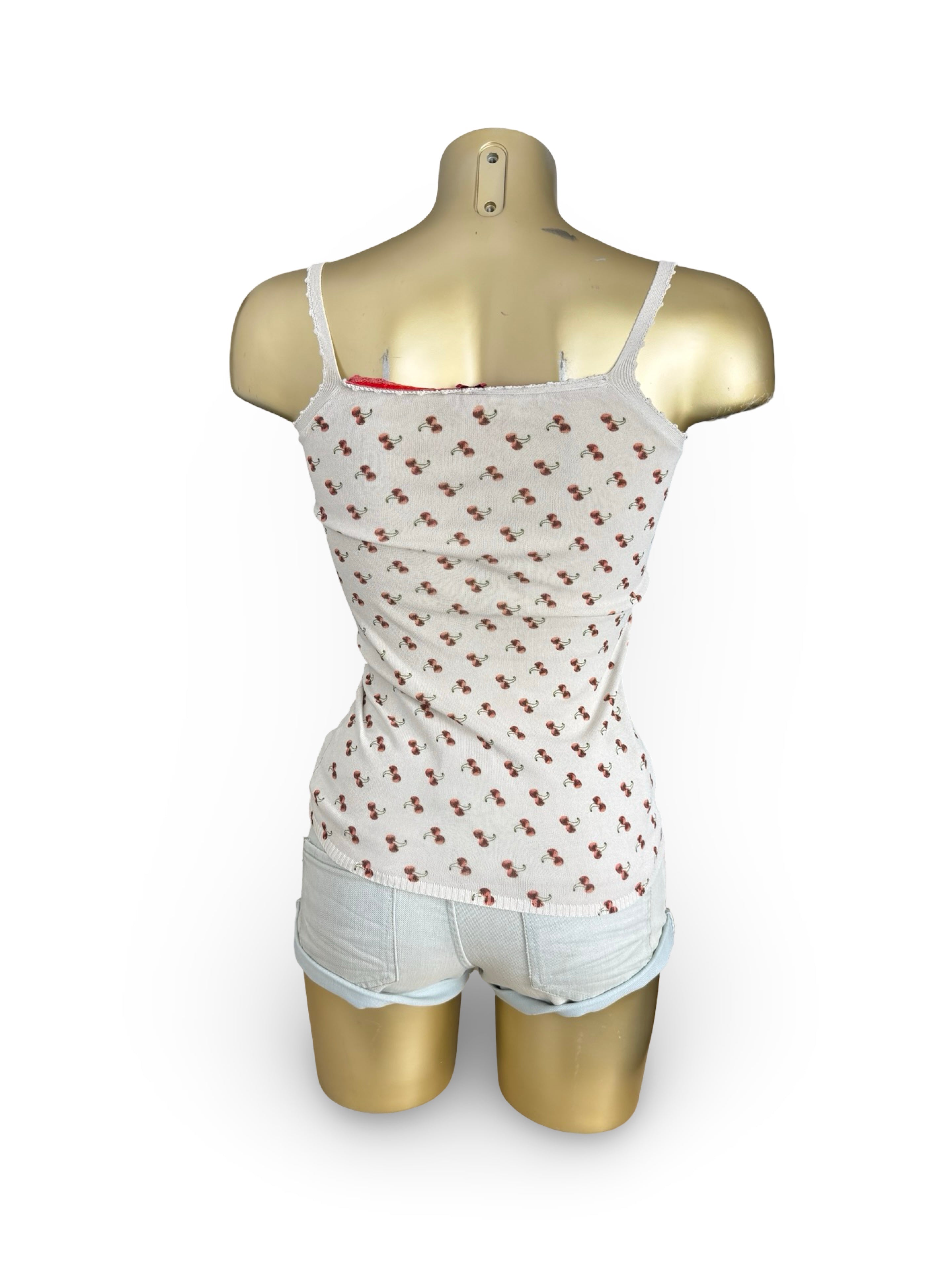 White cherry print cotton top (S)