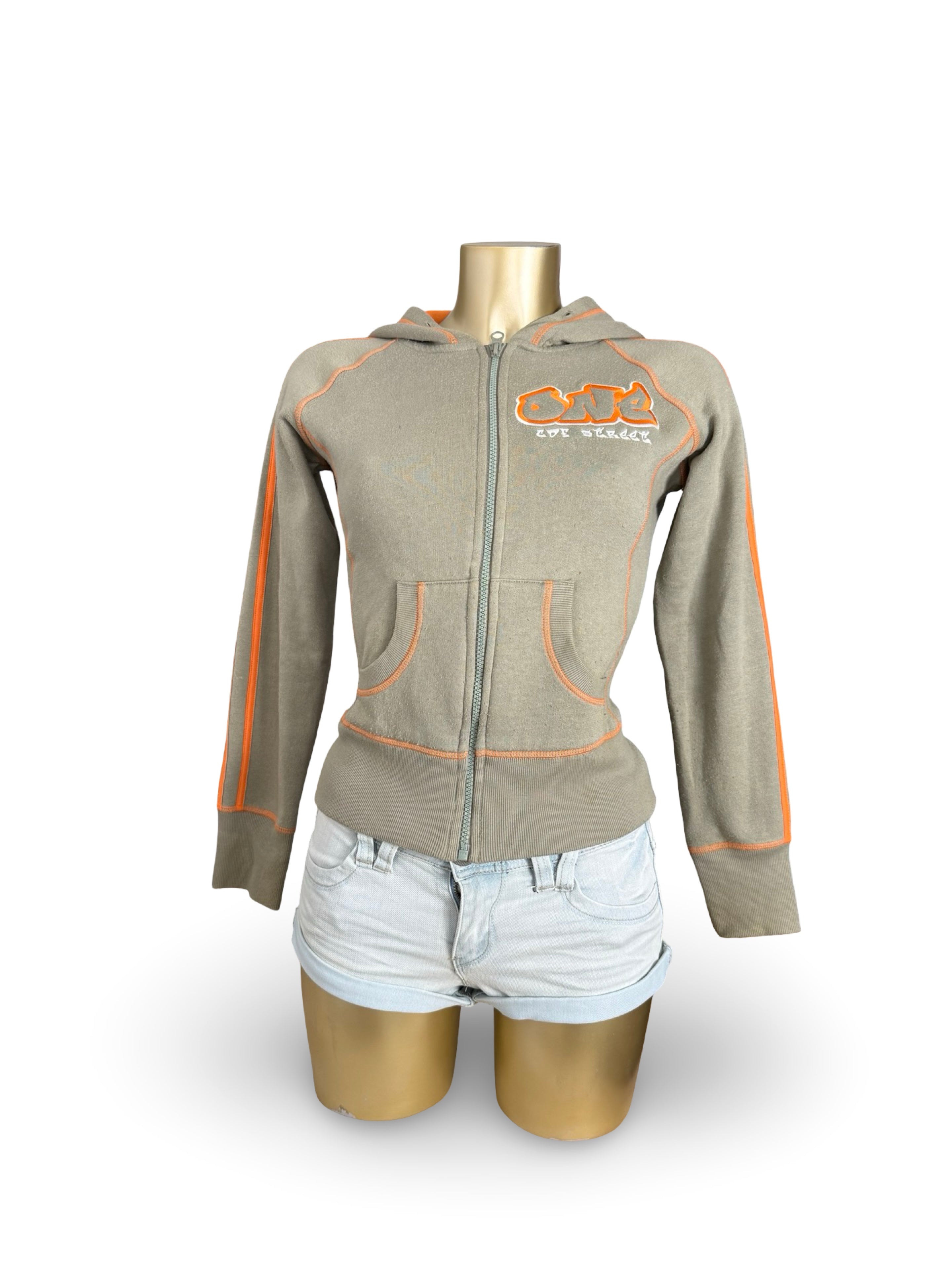 Khaki zip up hoodie (M)