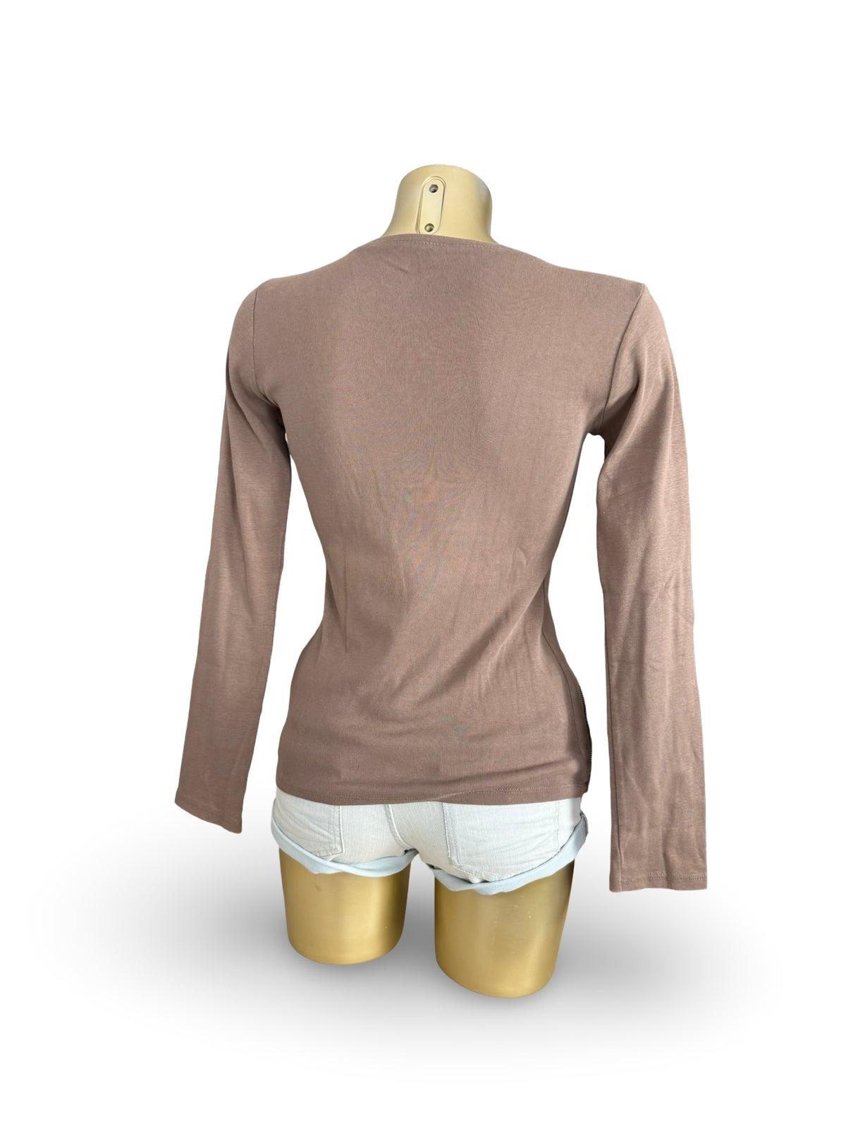 Brown zip up long sleeves top (M)