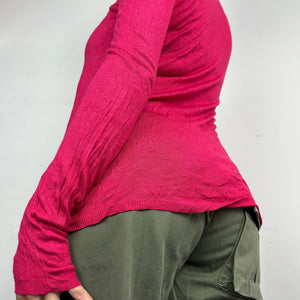 Burgundy pink flower appliqué cardigan jumper (M/L)