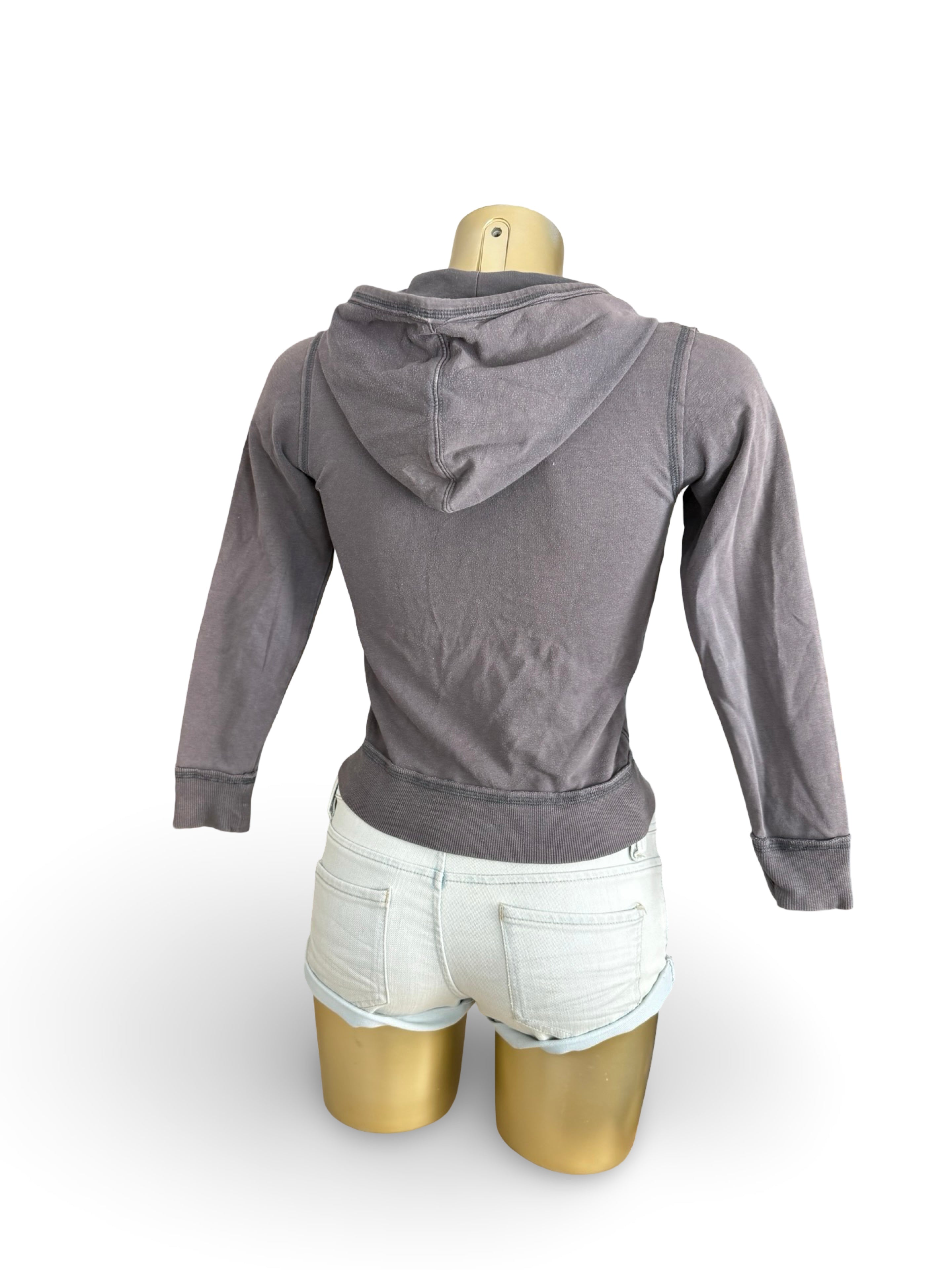 Grey zip up cotton hoodie (XS)