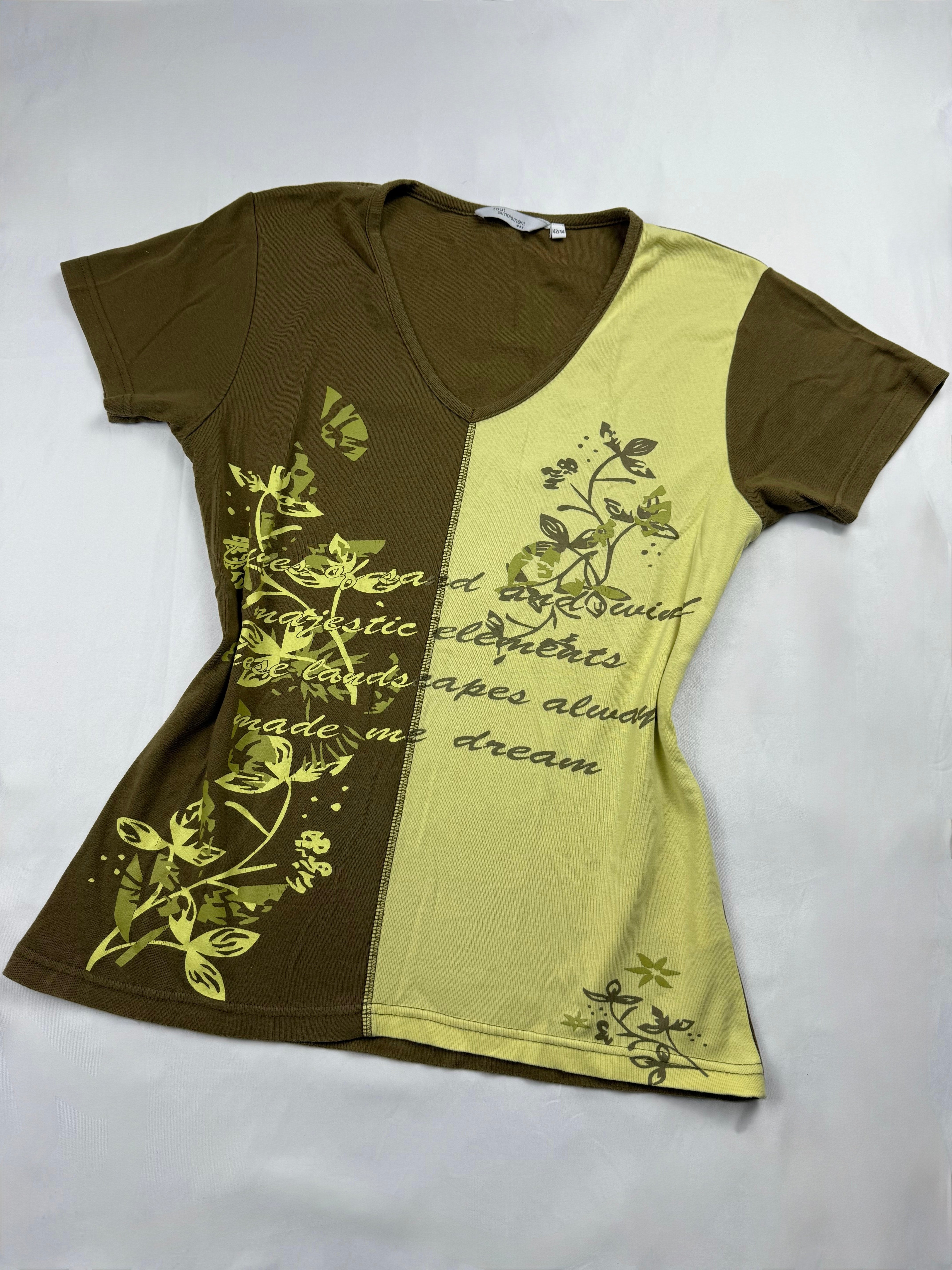 Khaki graphic 100% cotton tee (M/L)