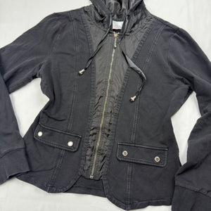 Black zip up hooded jacket (S/M)