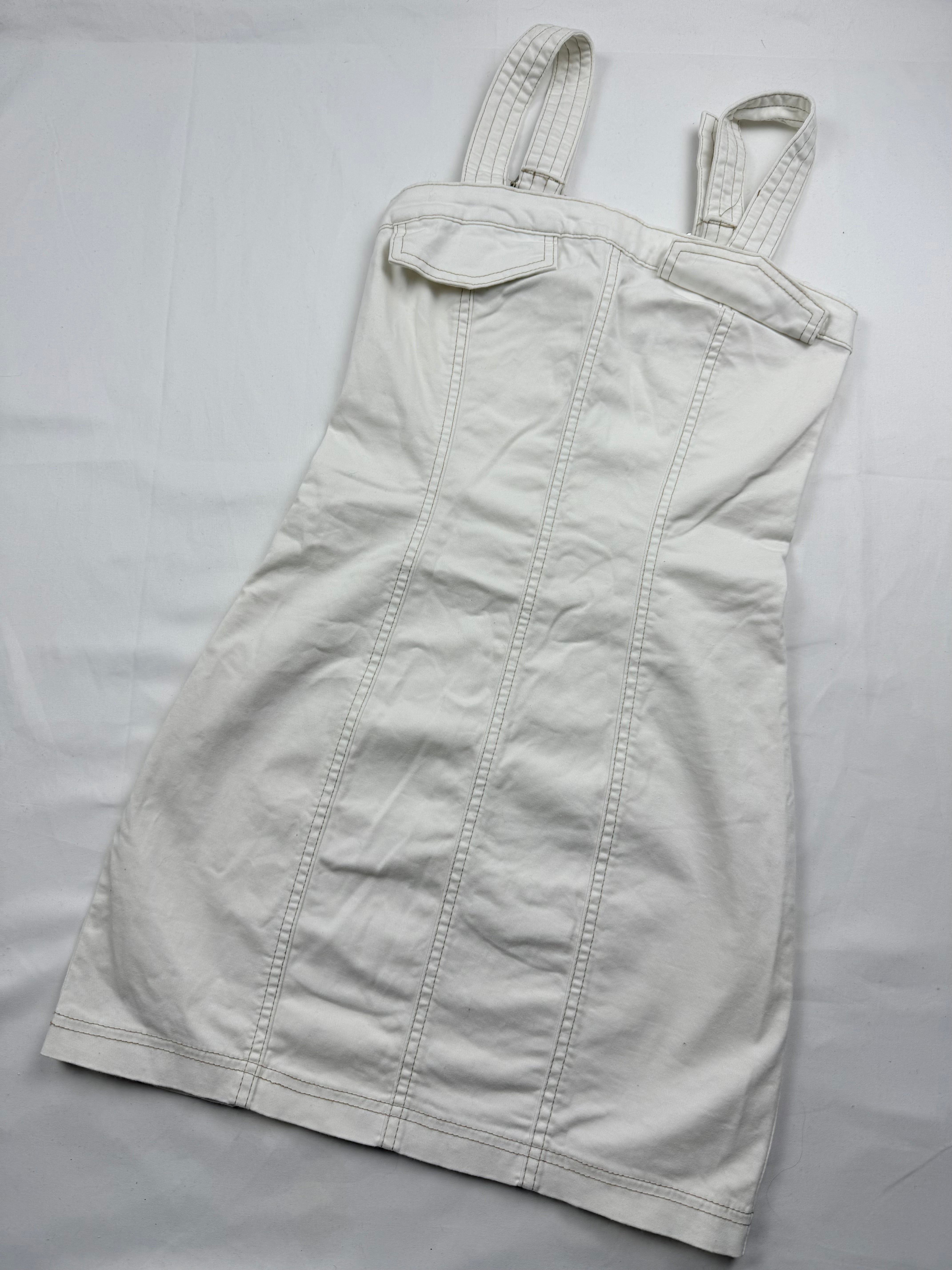 White stretchy denim tight fit mini dress (S)