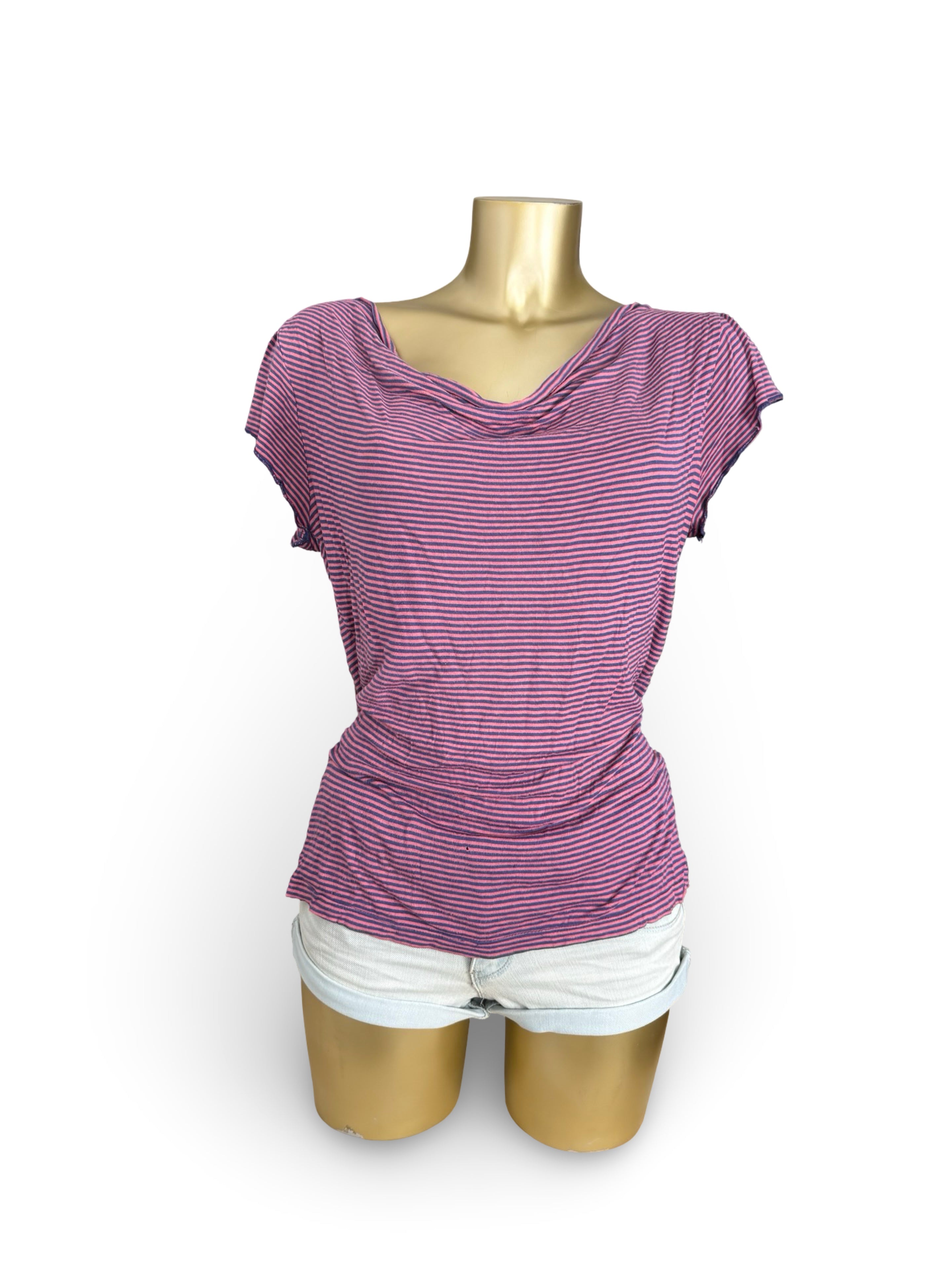 Purple striped plunge neck tee (XL)