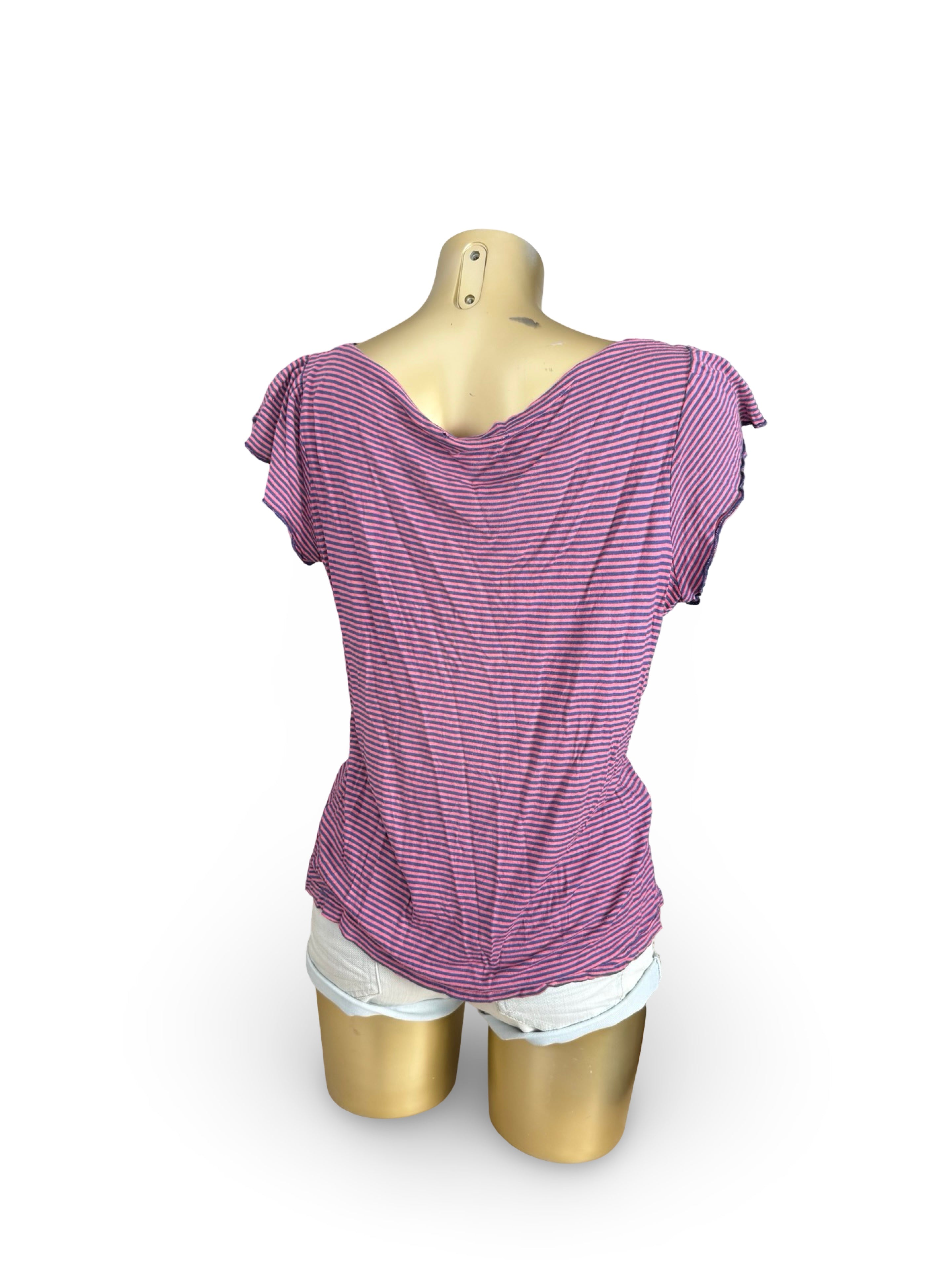 Purple striped plunge neck tee (XL)