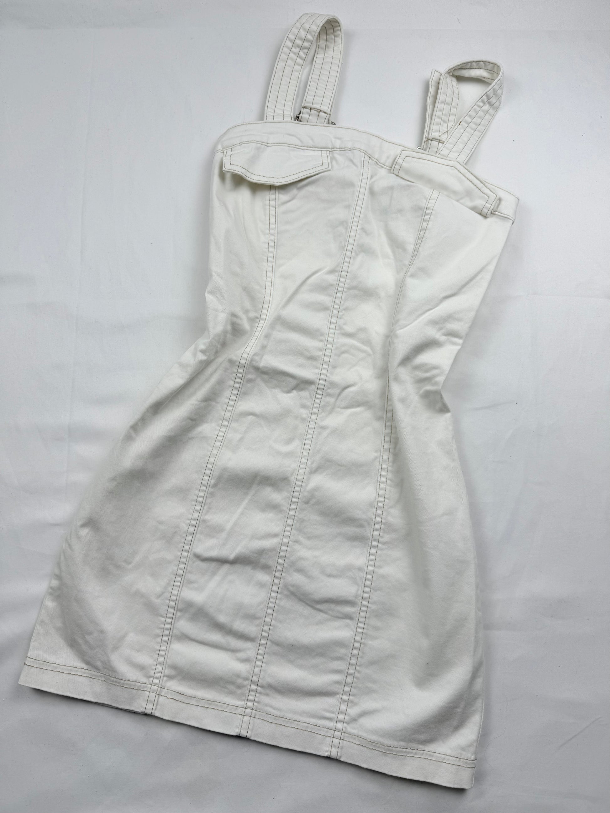 White stretchy denim tight fit mini dress (S)