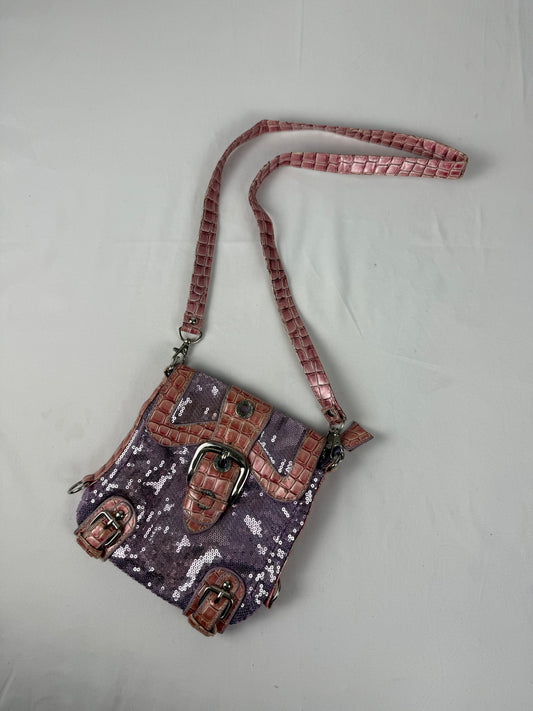 Pink sequins crossbody bag (18x19cm)