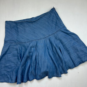 Denim blue pleated mini skirt (L)