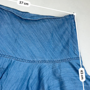 Denim blue pleated mini skirt (L)