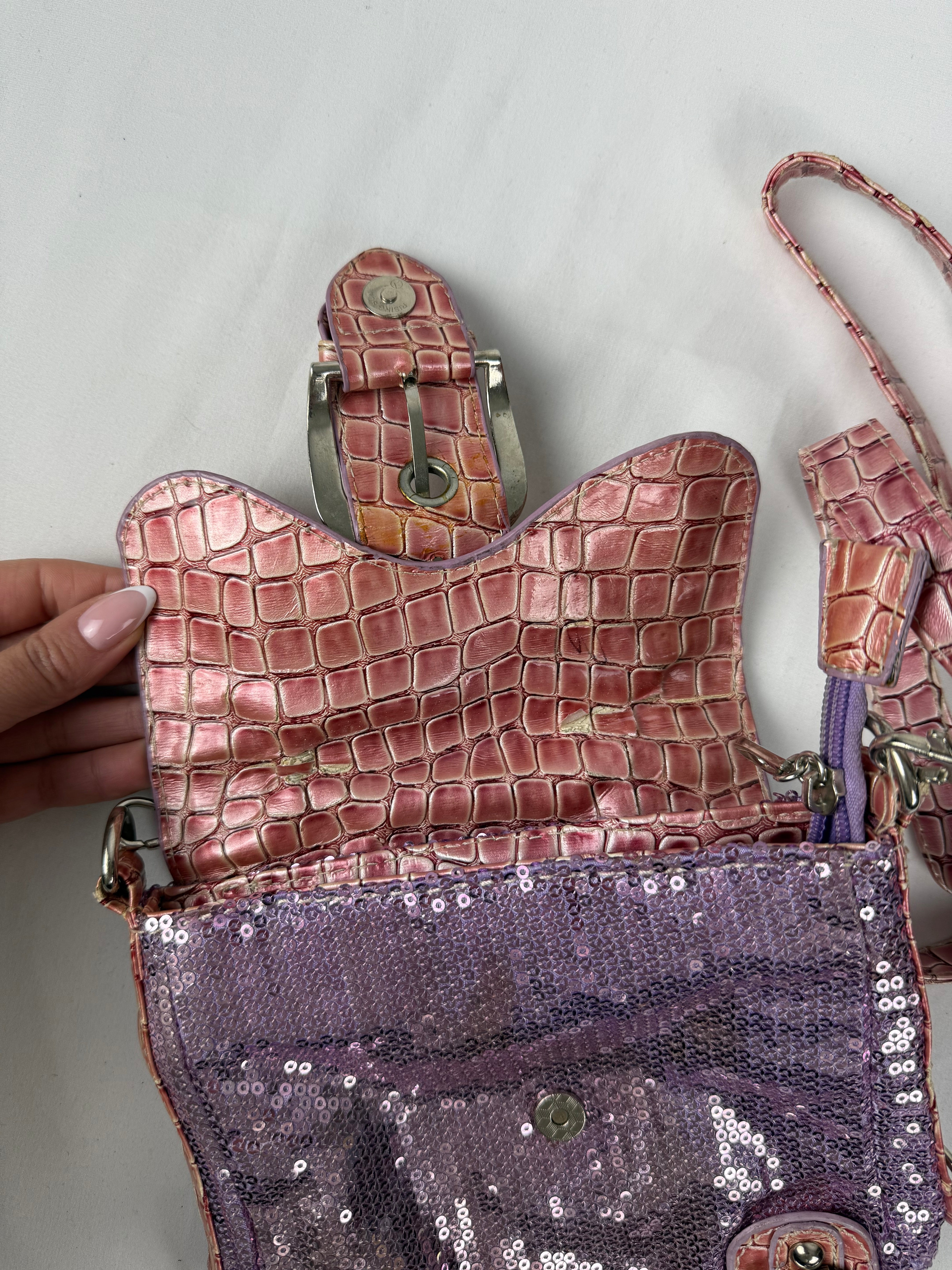 Pink sequins crossbody bag (18x19cm)