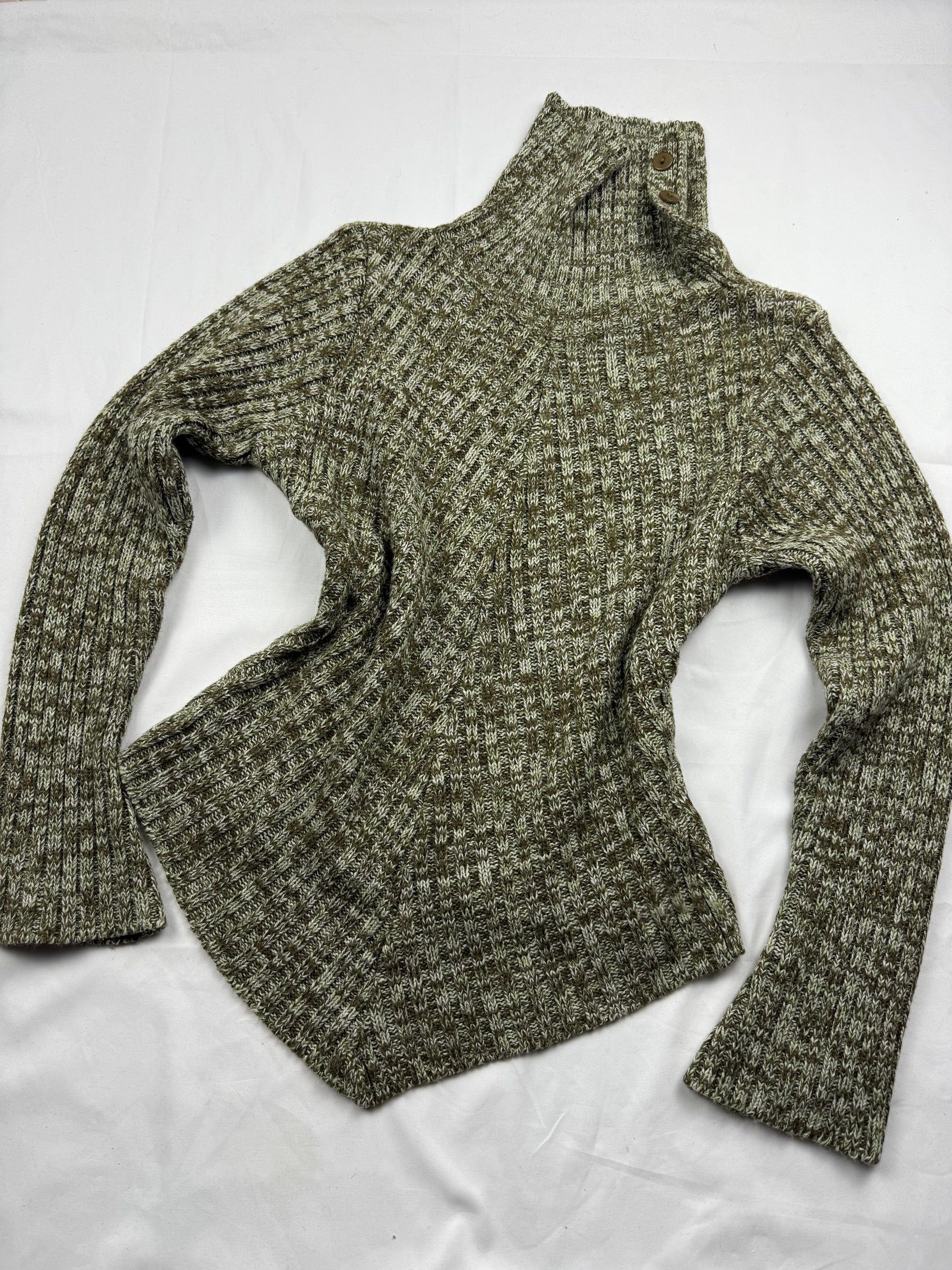 Khaki turtleneck asymmetric jumper (S/M)